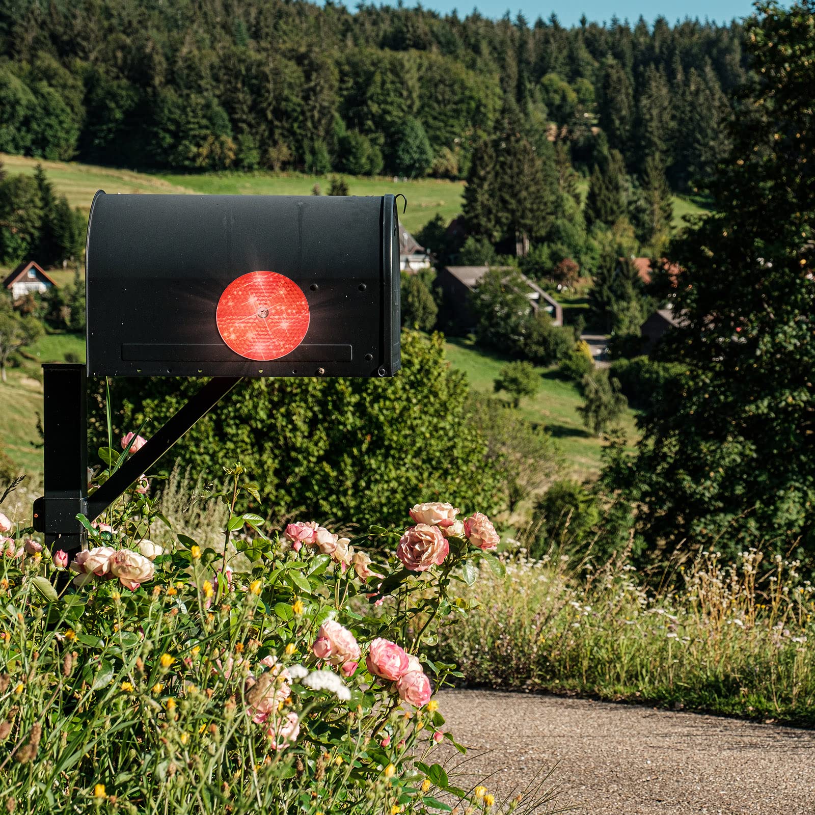 15 Pack 3.165 Inch Round Front Reflector Driveway Trailer Reflectors Reflective Mailbox Reflector Safety Reflectors For Post With Center Mounting Hole For Garage Fence Gate Car Truck, White Red Yellow