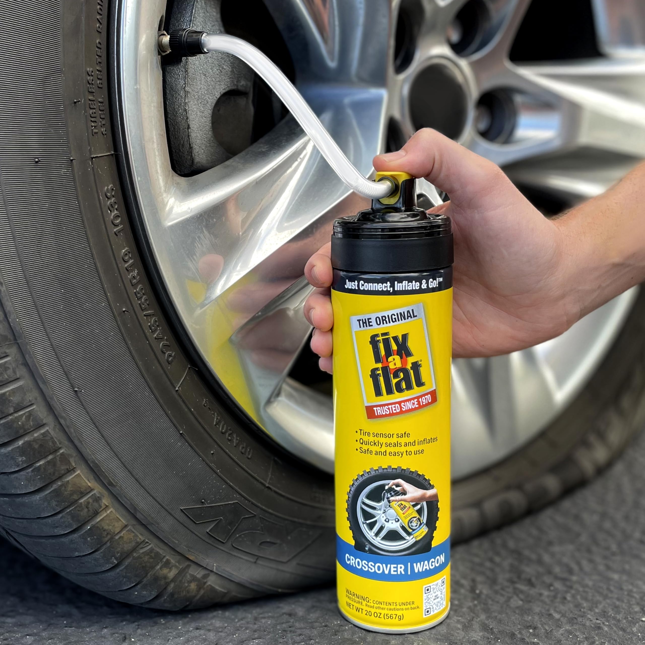 Fix-A-Flat S60430-6Pk Aerosol Emergency Flat Tire Repair And Inflator, For Large Tires, Eco-Friendly Formula, Universal Fit For