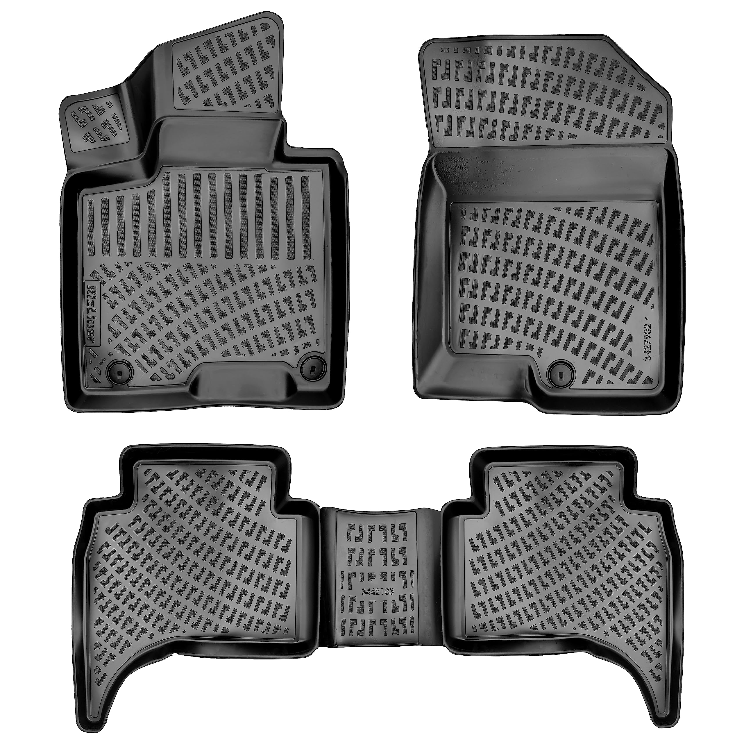 Rizliner Hyundai Santa Cruz 2022-2025 Floor Mats 3D Custom Fit Compatible With Hyundai Santa Cruz Rubber Car Mats Laser Measured