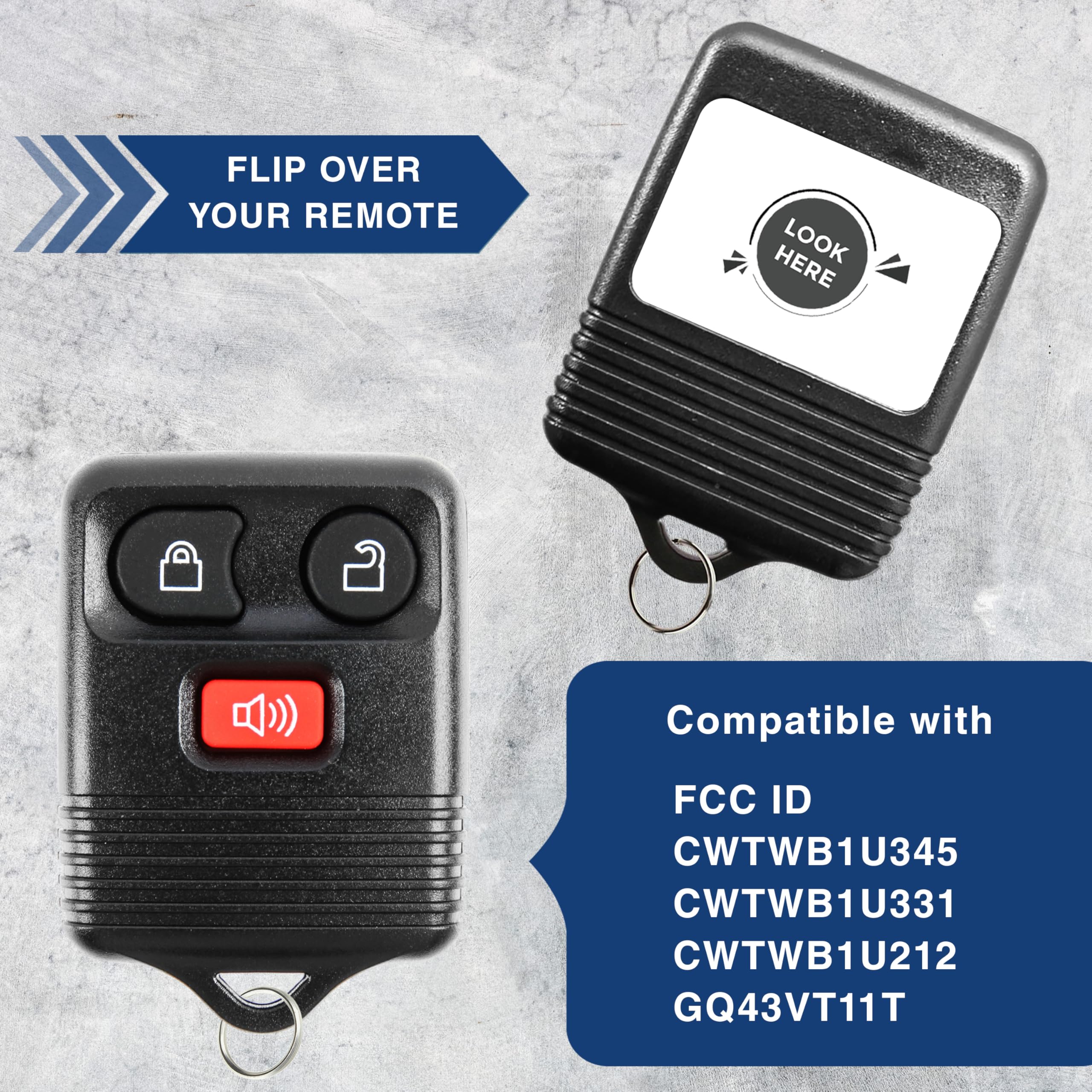 Keylessoption Key Fob Replacement 3-Button For 2005 2006 2007 2008 2009 2010 2011 2012 2013 2014 2015 Ford F150 Explorer Ranger