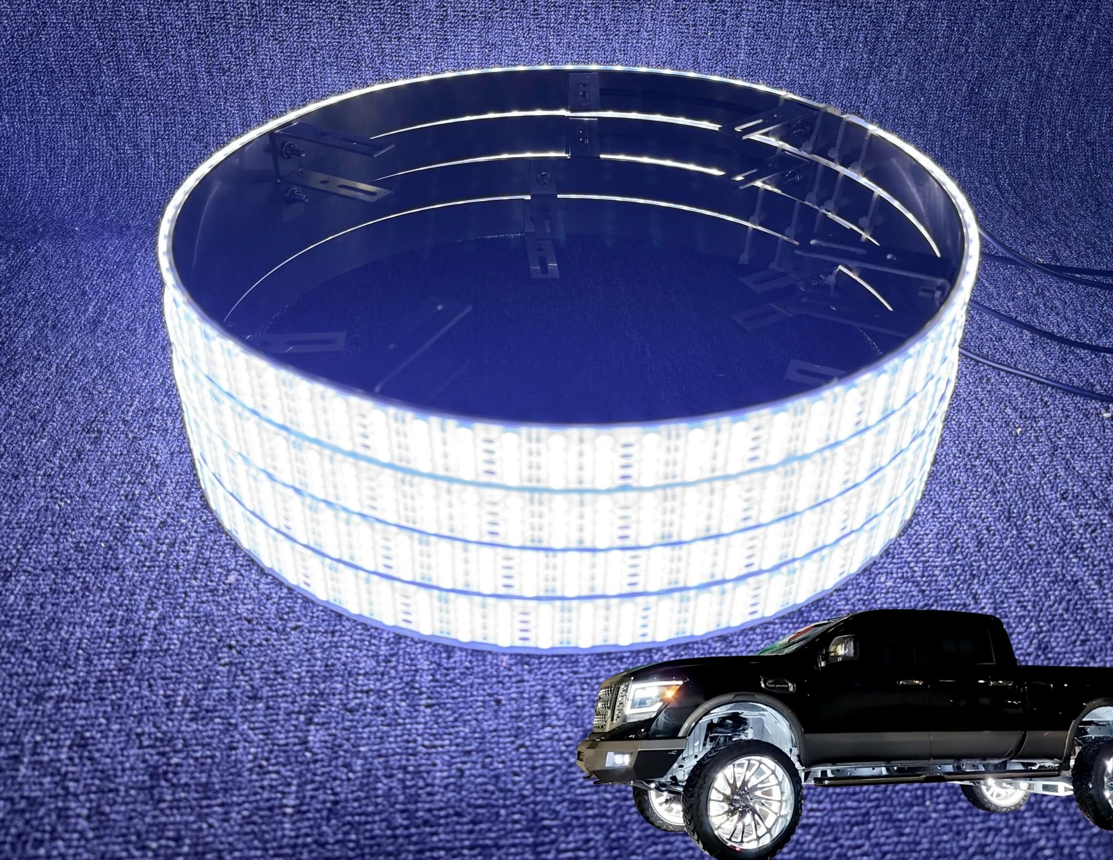 4PCS 4Rolls 17.5 Quad Row Wheel Lights Cold White Bluetooth App Control Adjustable Tire Rings Lights LED Strobe Flash Breath Tir