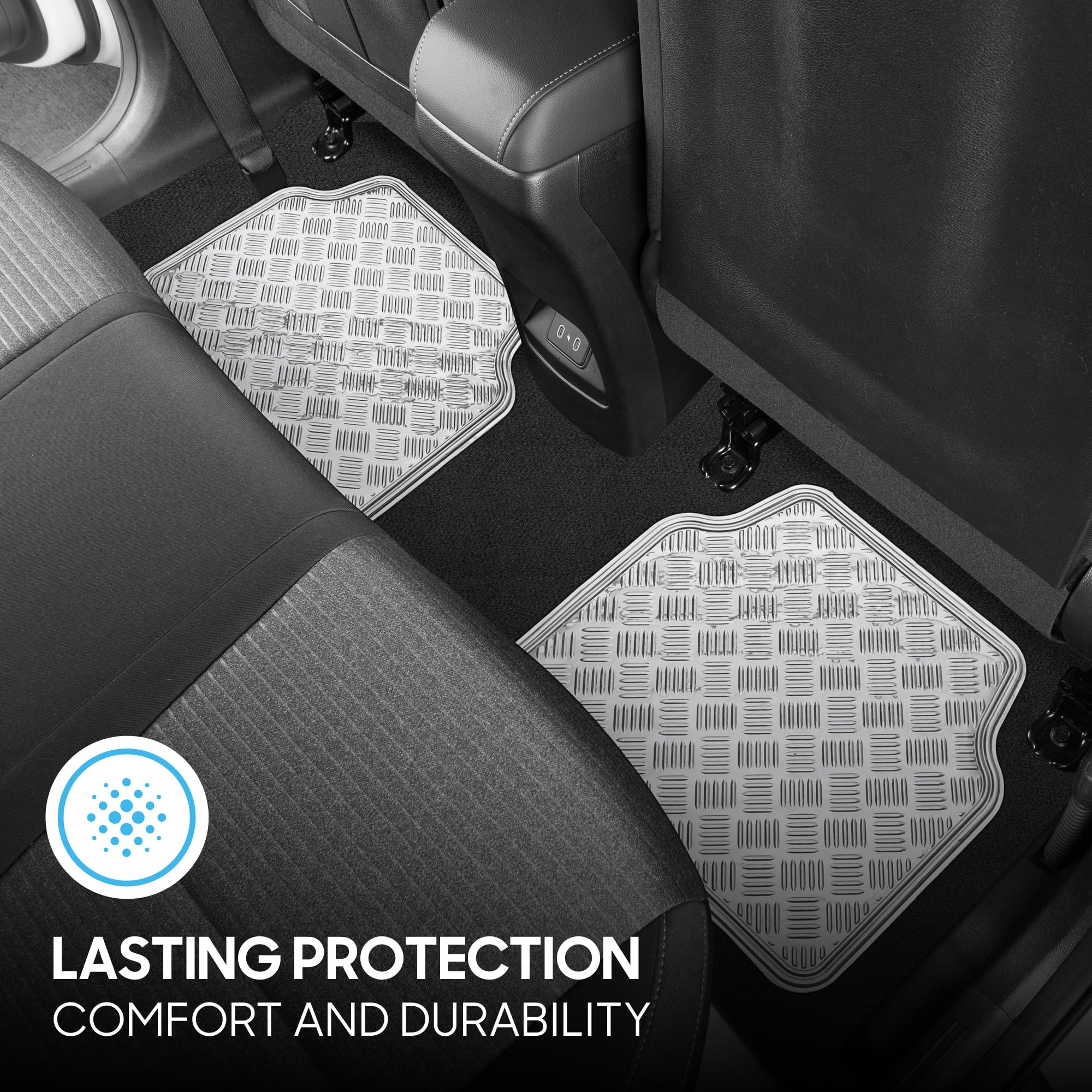 Bdk Metallic Chrome Car Floor Mats All Weather Versatile Fit Automotive Floor Mats For Cars Suvs, Floor Mat For Trucks, Car Mats