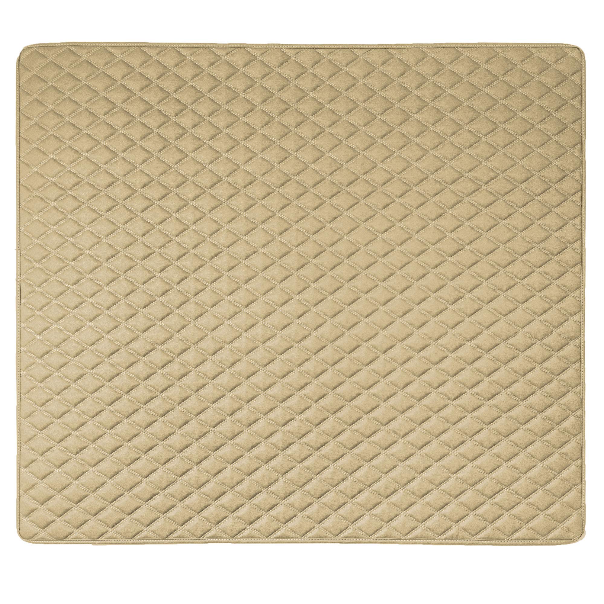Fh Group F16501Beige-46 Deluxe Heavy Duty Faux Leather Diamond Pattern Multi-Purpose Beige Automotive Cargo Liner Fits Most Cars