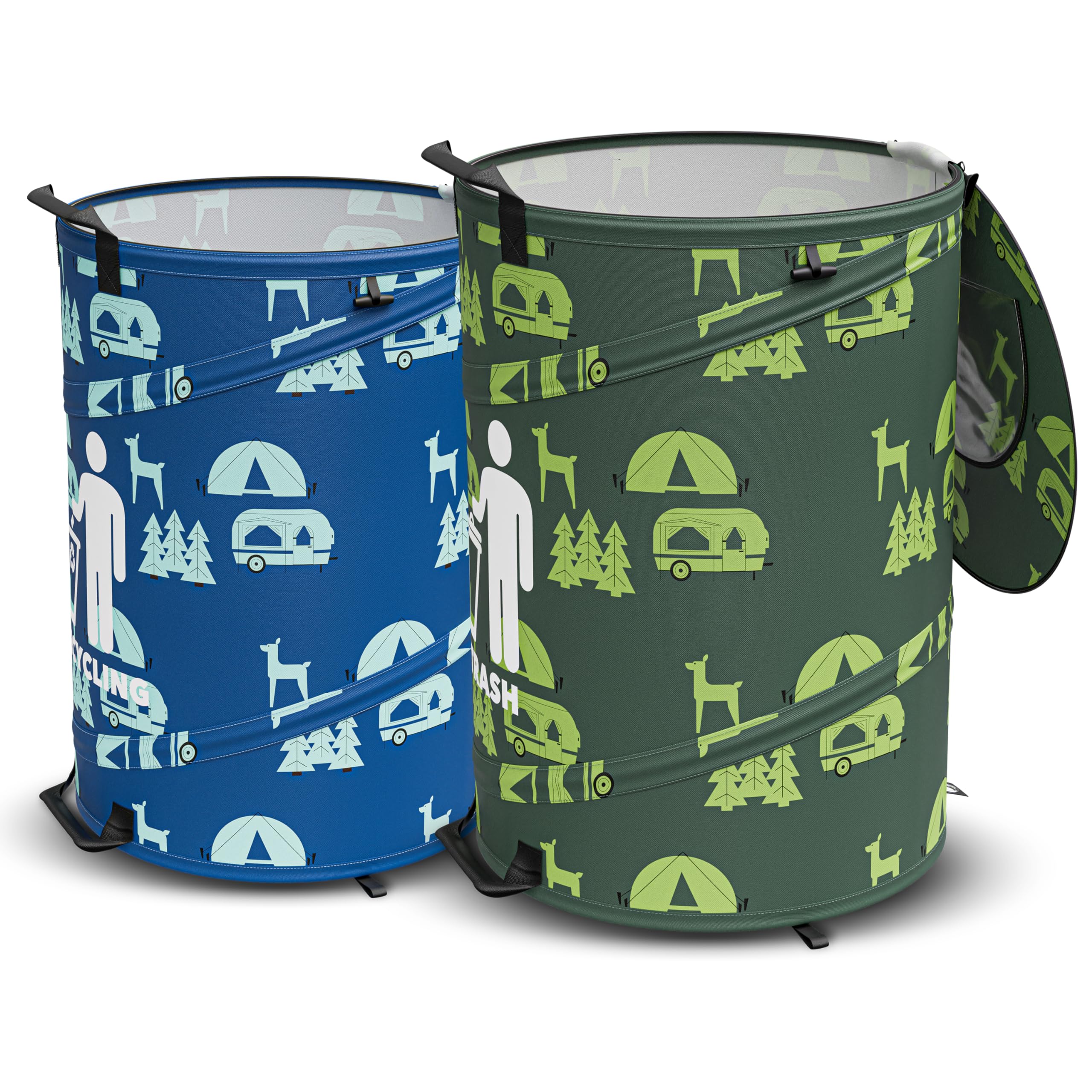 Leisure Coachworks 30 Gallon Collapsible Pop-Up Trash & Recycling Cans for RVs, Camping, Recycling, Yard Waste, Leaf Bag, Child