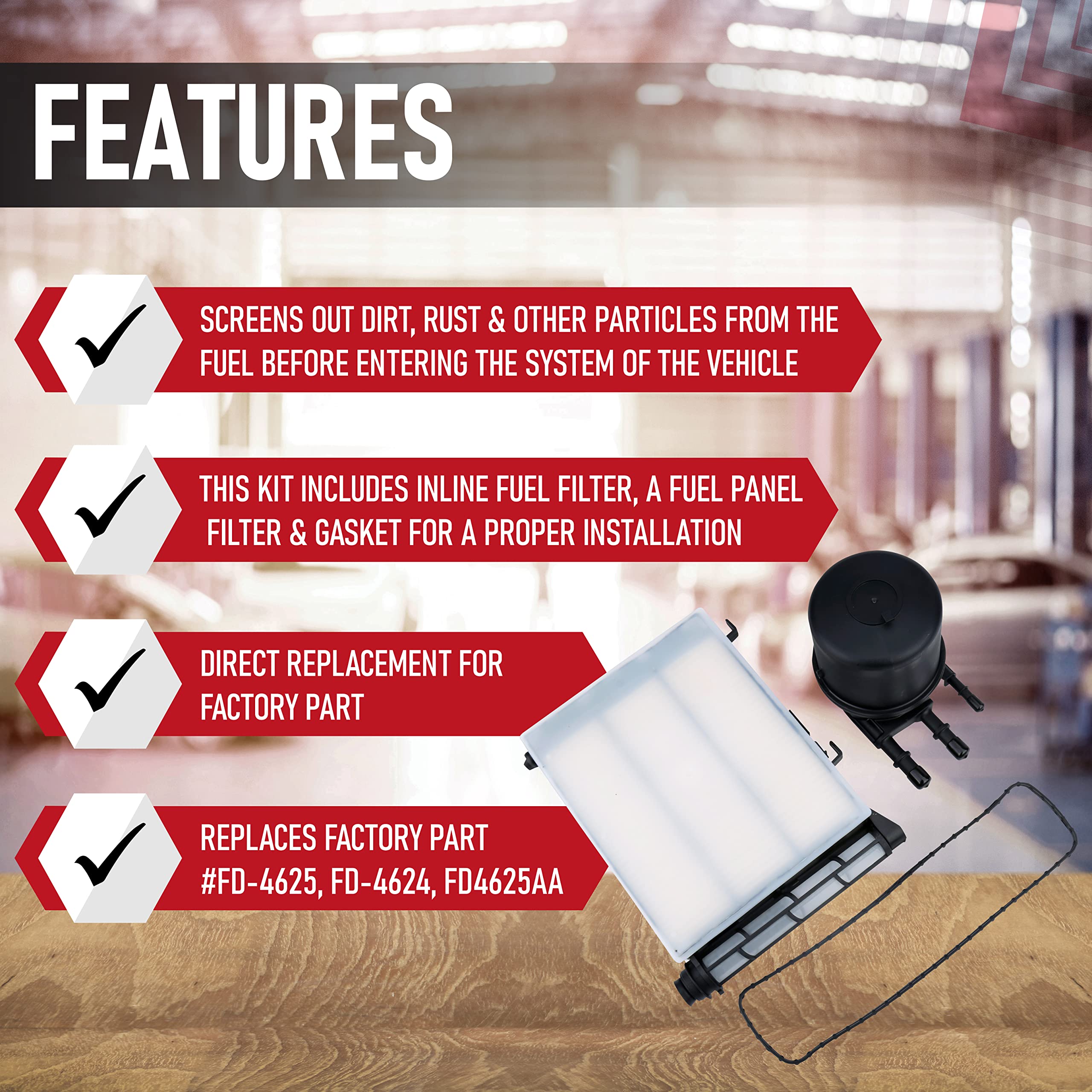 Replacement Fuel Filter, Compatible with Ford Vehicles, 2017-2019 - F-250 Super Duty, F-350 Super Duty - Replaces FD-4625, HC3Z-