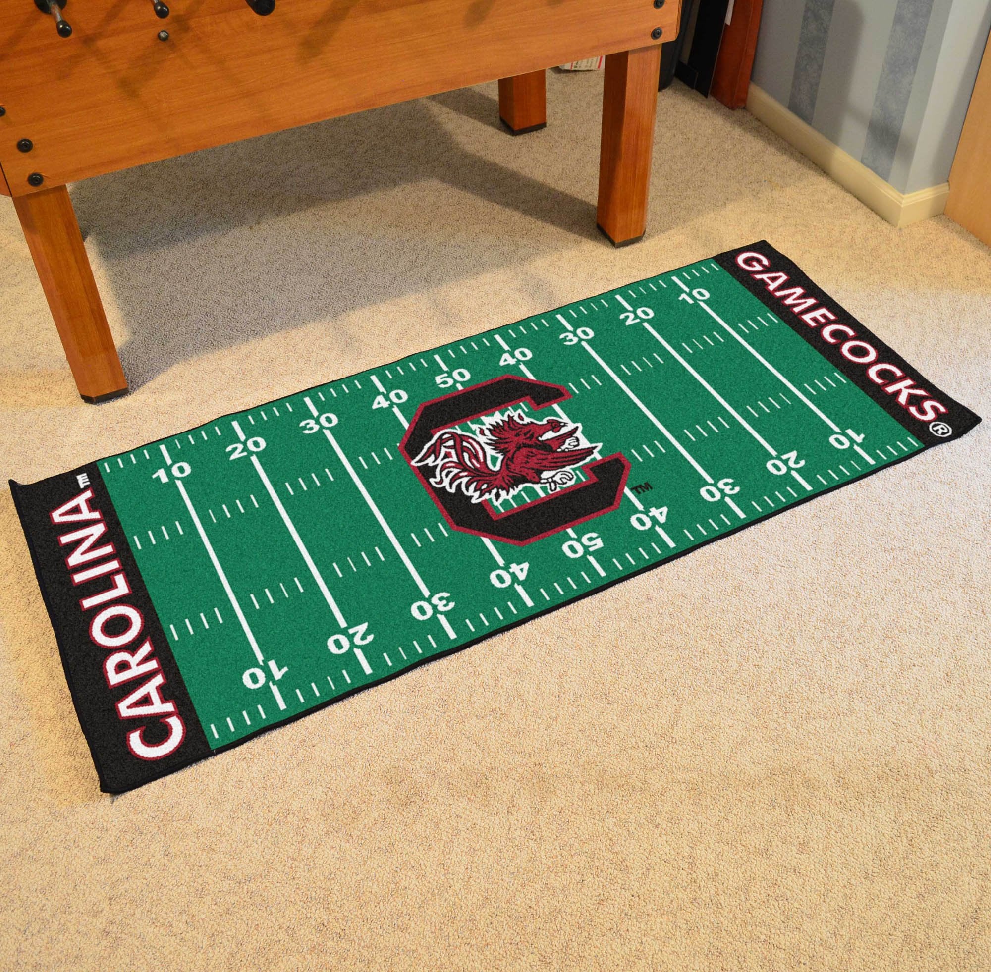Fanmats 7560 Ncaa University Of South Carolina Gamecocks Nylon Face Football Field Runner ,Team Color , 30''X72''