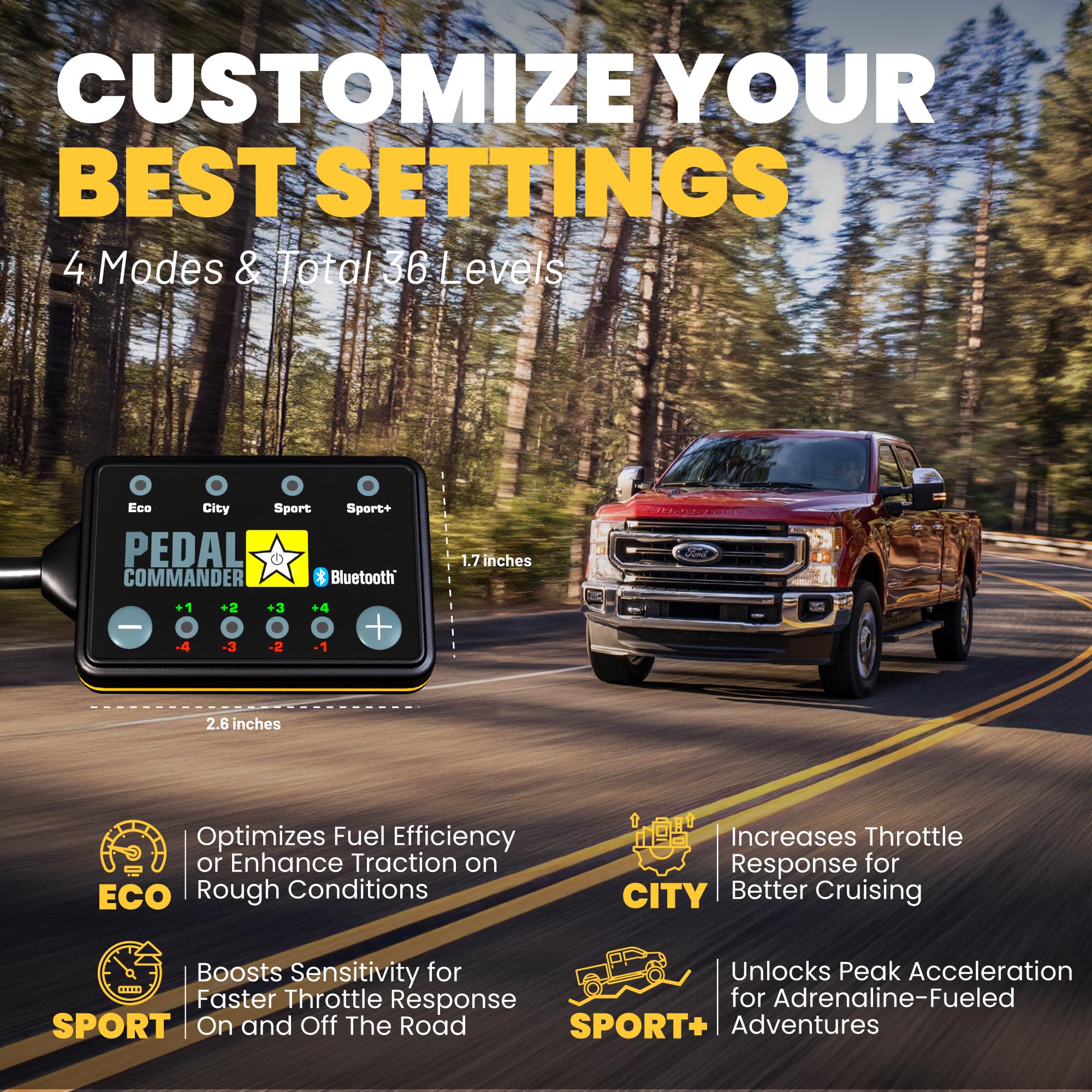 Pedal Commander For Ford F350 Super Duty Trucks 2011-2025 Throttle Response Controller Fits: Base, Xl, Xlt, King Ranch, Lariat,