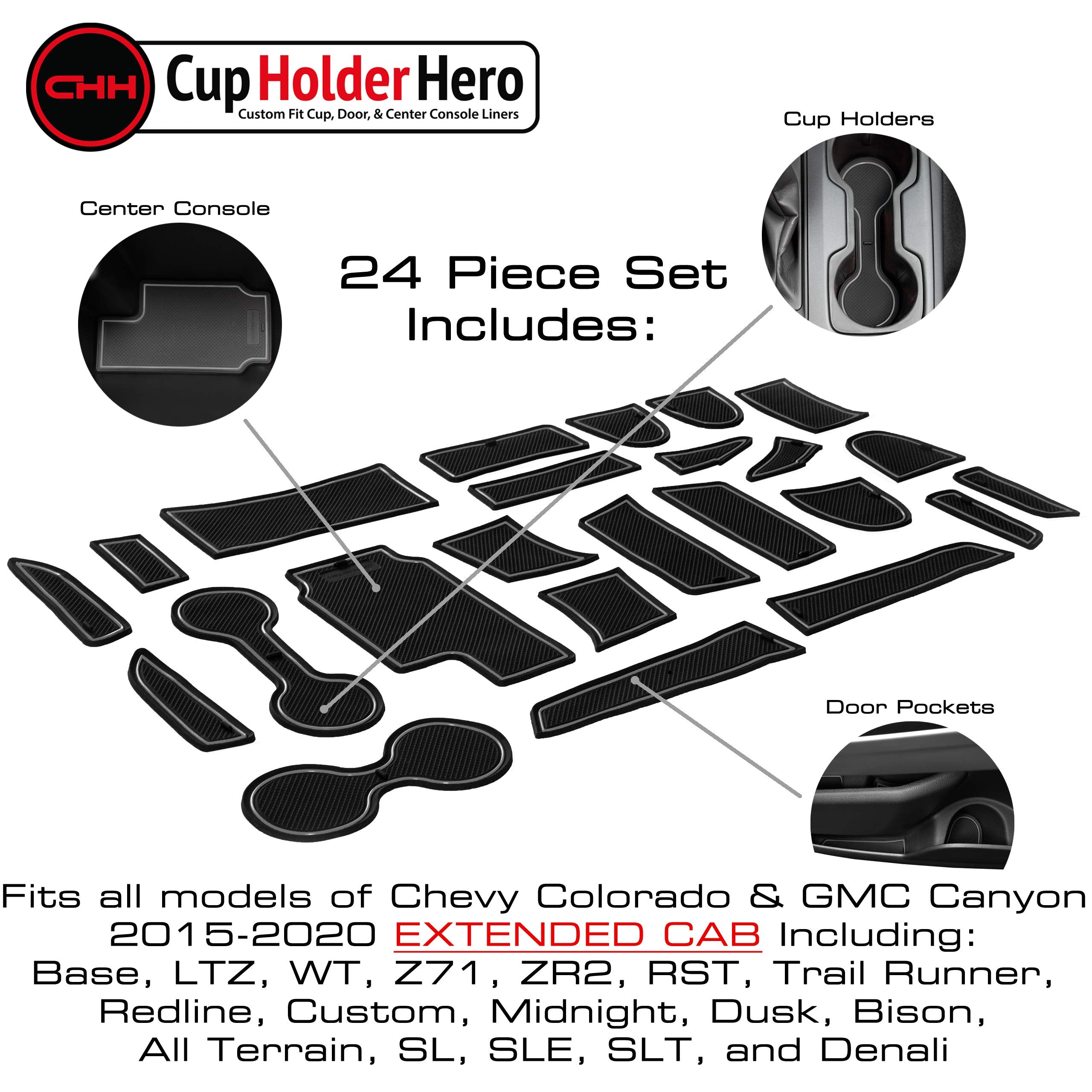 Cupholderhero Fits Chevy Colorado And Gmc Canyon Accessories 2015-2022 Premium Custom Interior Non-Slip Anti Dust Cup Holder Ins
