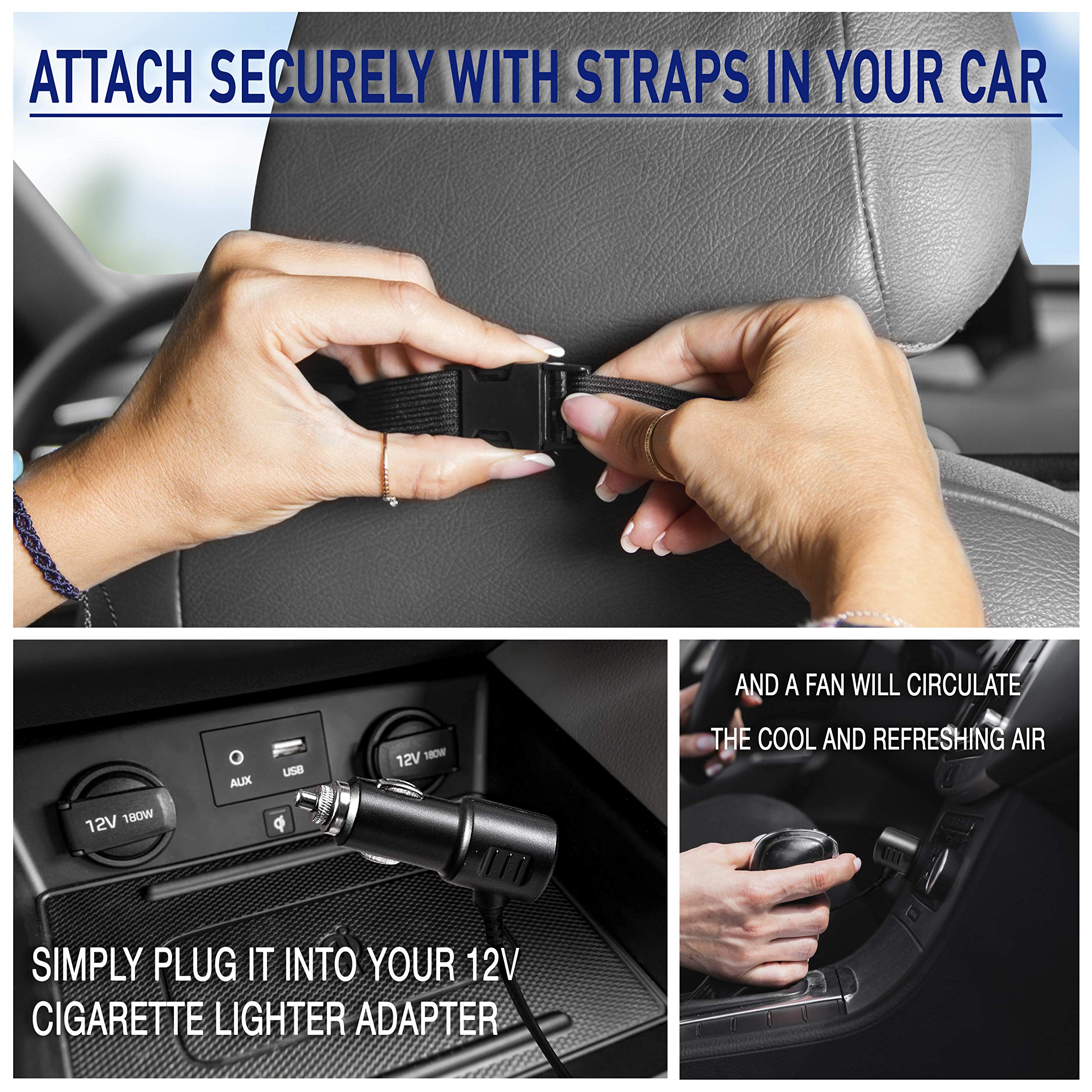 Cooling Car Seat Cushion Cover - 12V Air Ventilated Cooling Seat Cover for Car, Ventilate Breathable Home and Office, Back Comfo