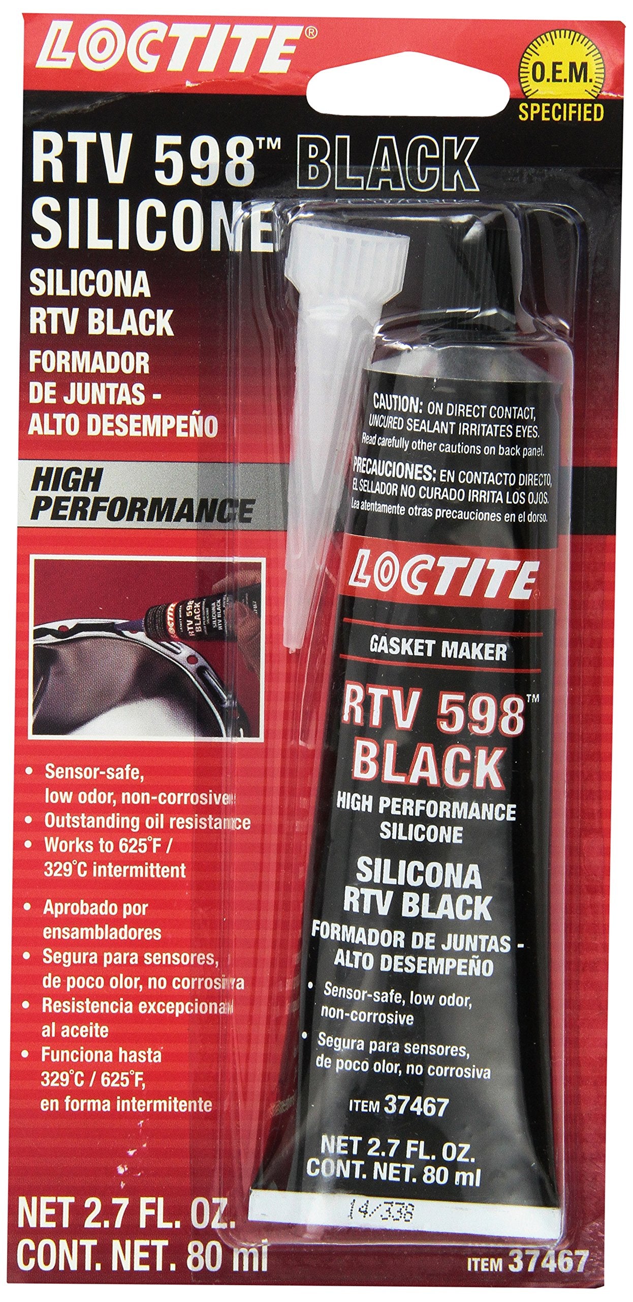 Loctite Black Rtv 598 High Performance Silicone Gasket Maker: Sensor-Safe, Non-Corrosive, Fast Curing, High Flexibility, Oil Res