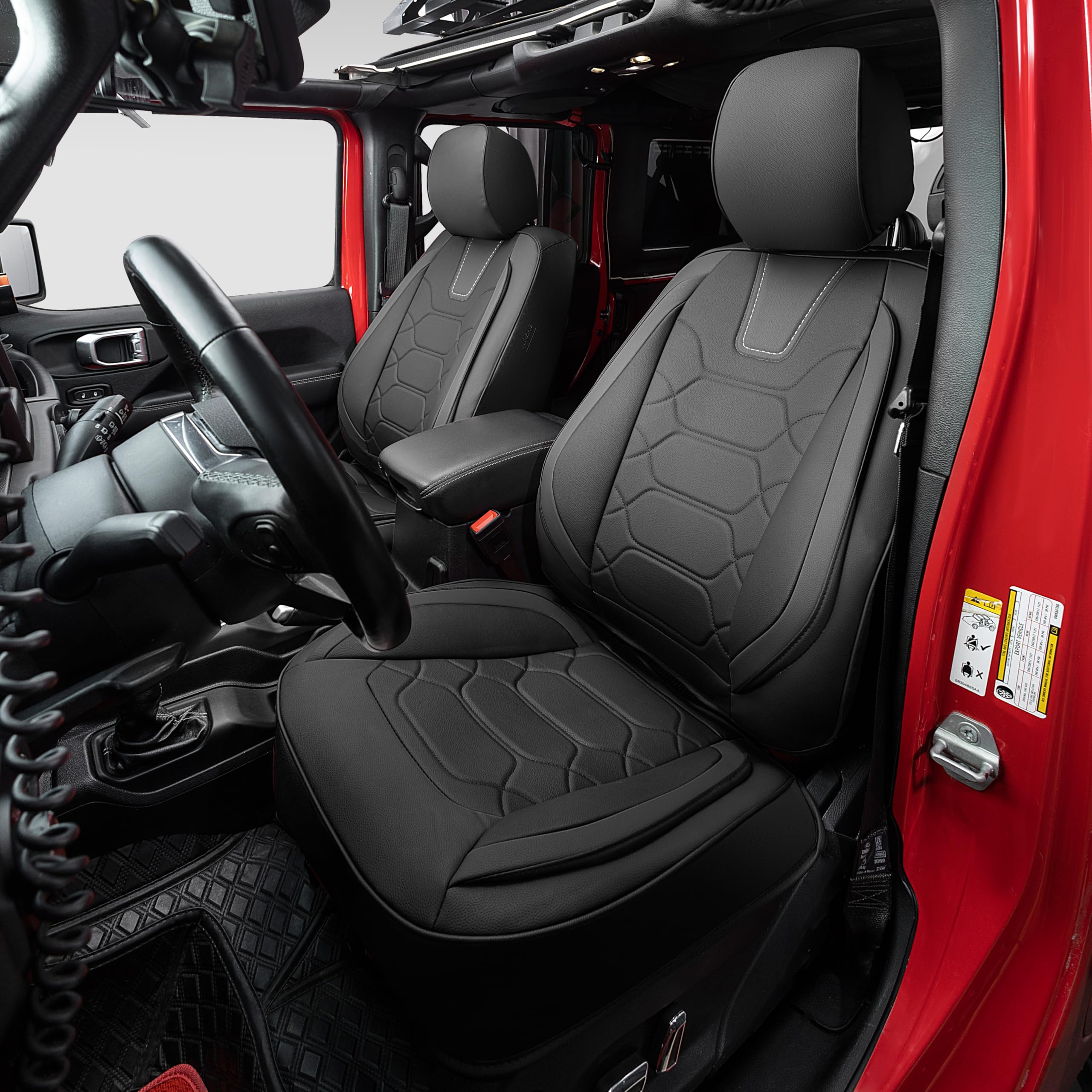 OASIS AUTO Custom Fit Seat Covers for 2007-2017 Wrangler JK 4-Door, Waterproof Faux Leather Seat Protector Cushion Unlimited X R