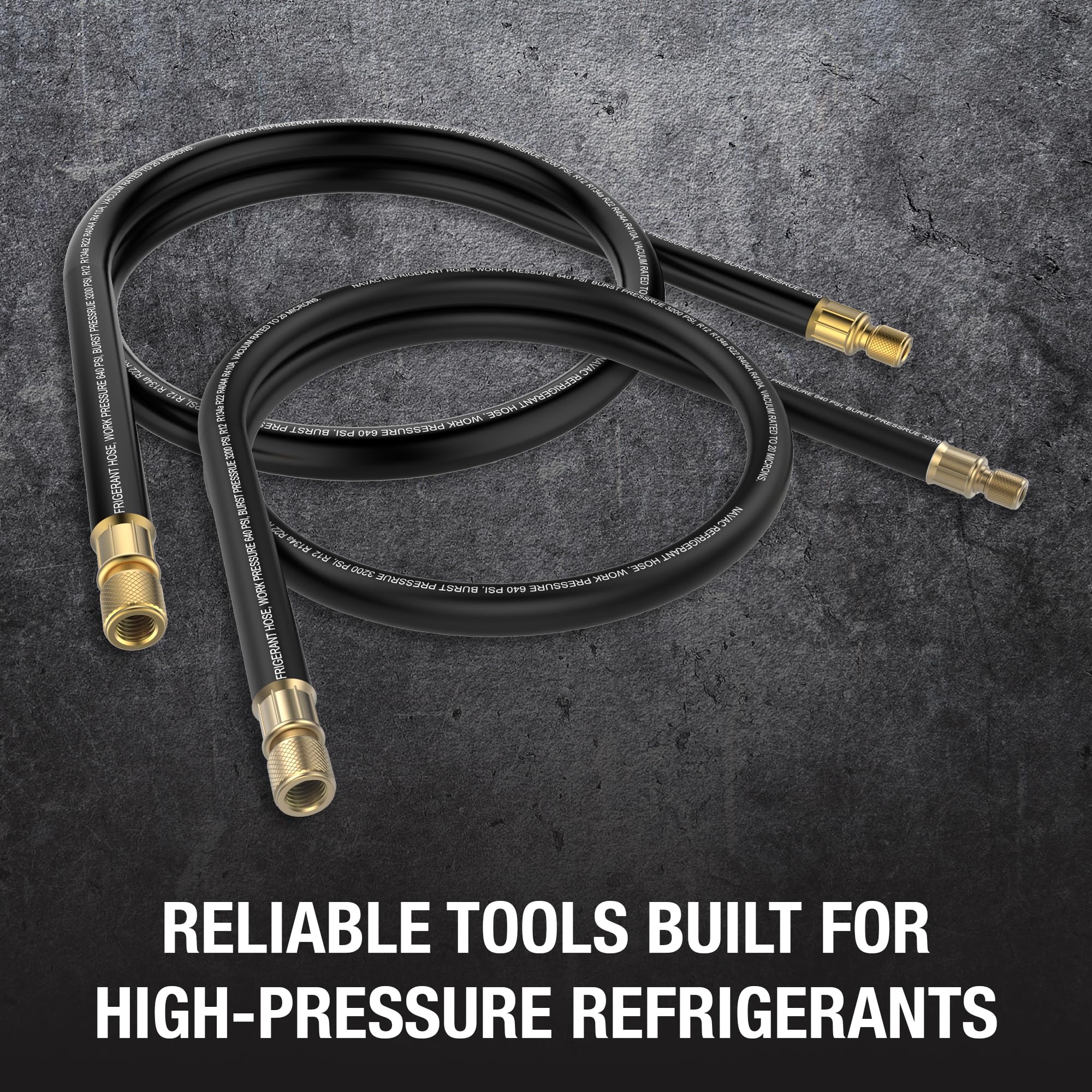 Navac Nhb1 High-Flow Refrigerant Hose | 3/8'' To 1/4'' Fittings | 6 Feet Length | 1/2'' Internal Diameter | Faster Hvac Evacuati