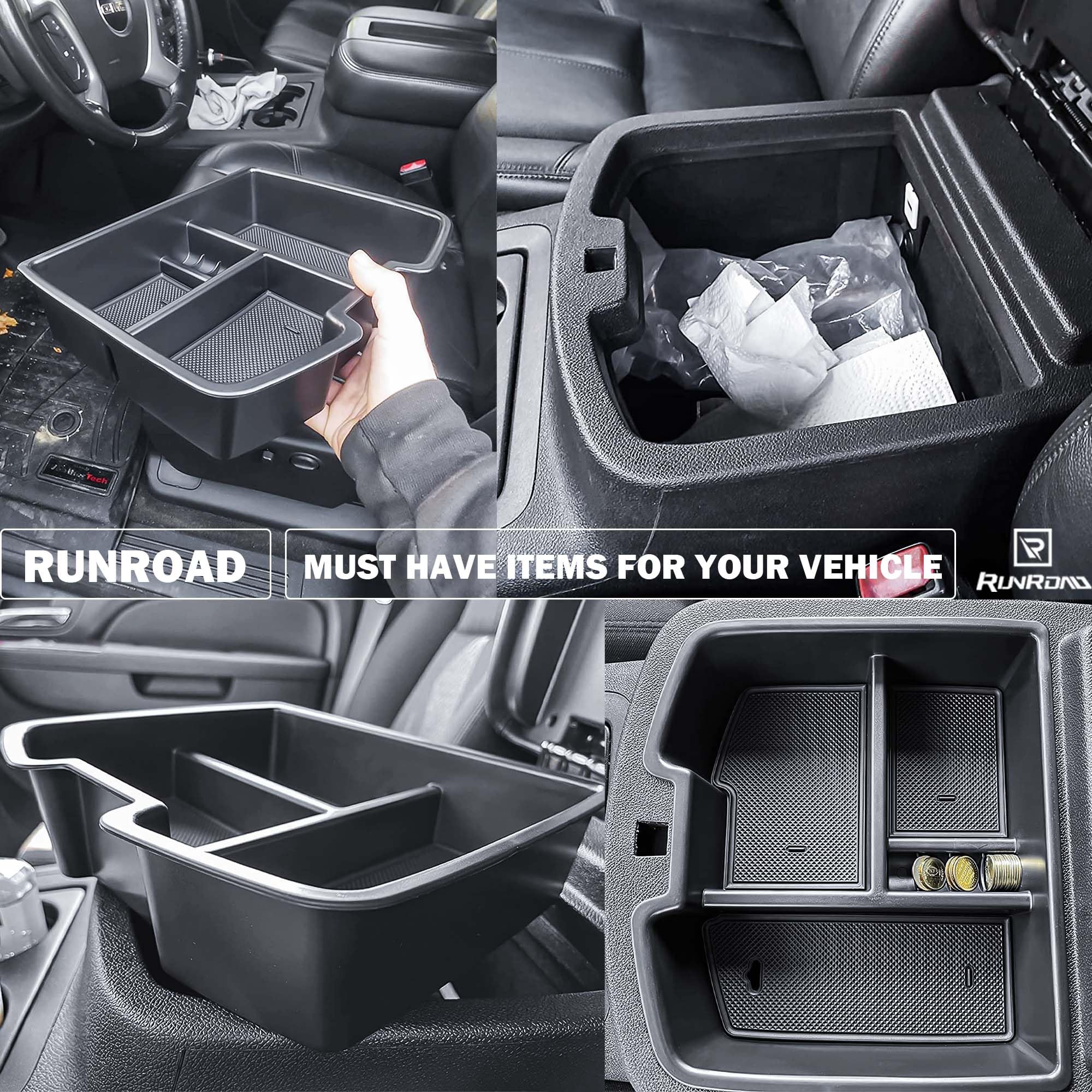 RUNROAD Console Organizer Compatible with 2007-2014 GMC Sierra 2500 3500/Chevy Silverado 2500 3500/Tahoe/Yukon XL/Suburban 1500