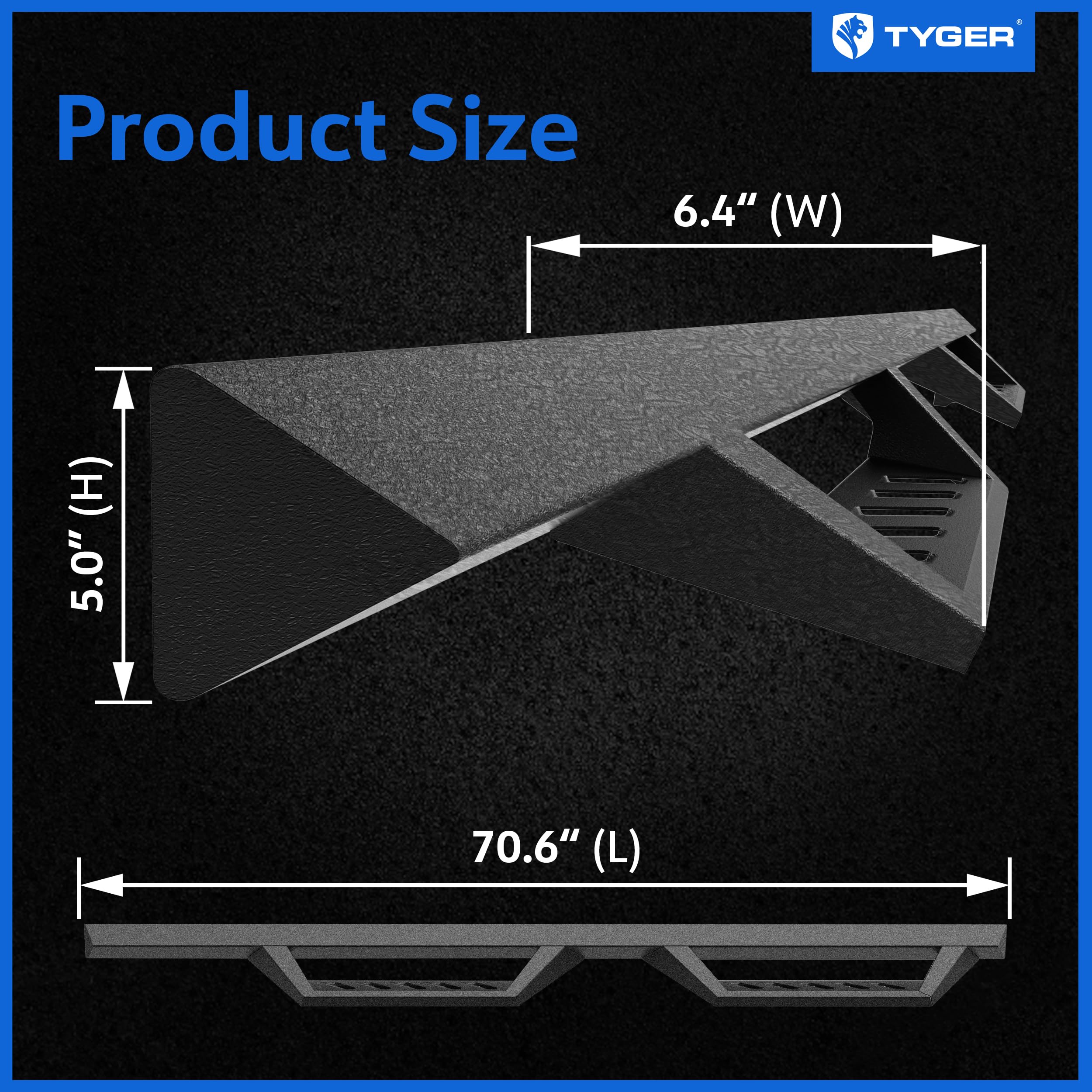 Tyger Auto Landerx Running Board Compatible With 2007-2018 Jeep Wrangler Jk 4-Door (Exclude Jl) | Tg-Lx3J82518 | Drop Step Side