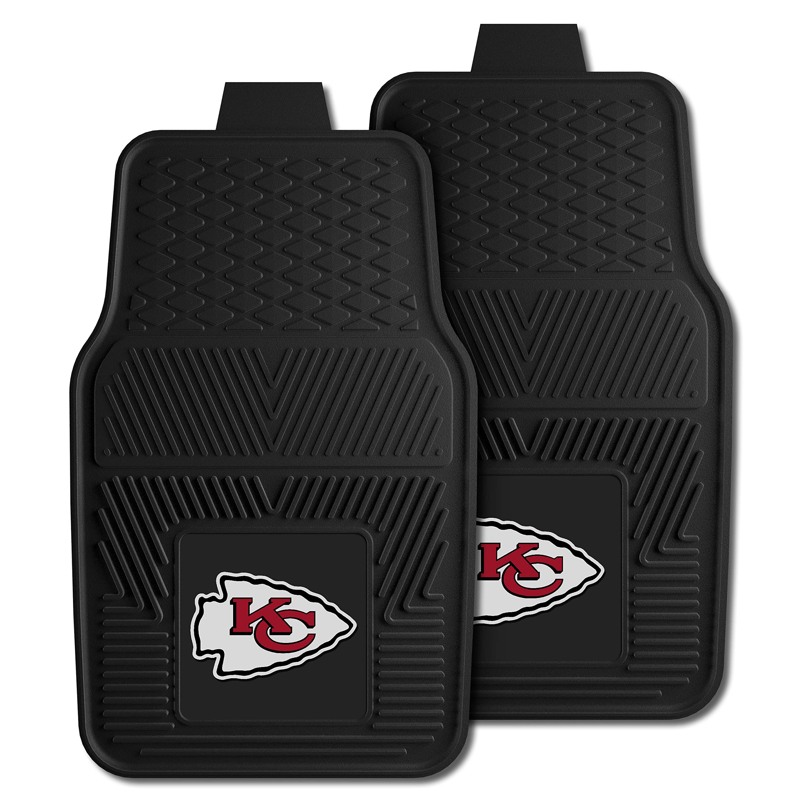 Fanmats 8899 Kansas City Chiefs 2-Piece Heavy Duty Vinyl Car Mat Set, Front Row Floor Mats, All Weather Protection, Universal Fi