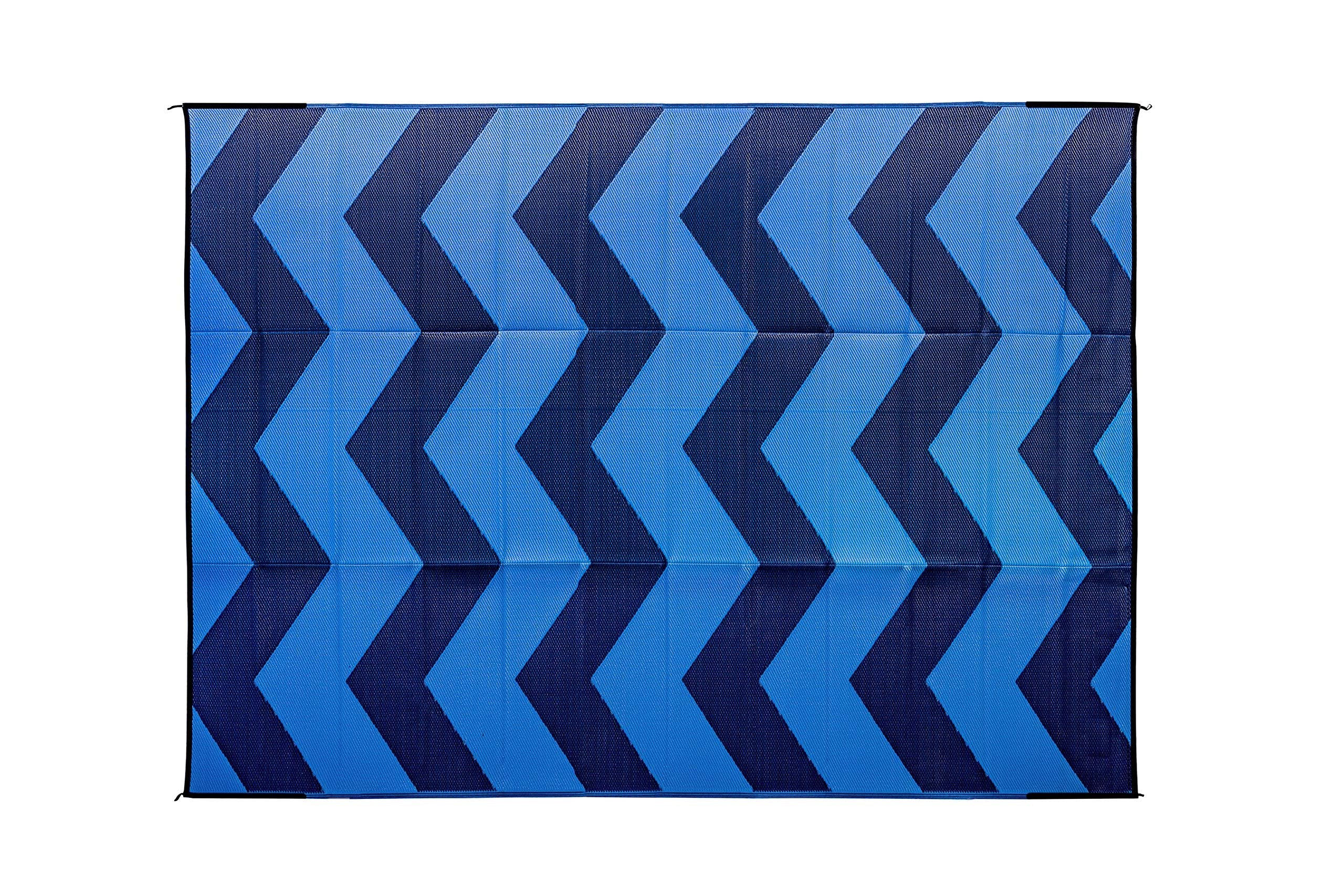 Camco 42858 Blue Chevron Design 9' X 12' Reversible Outdoor Mat
