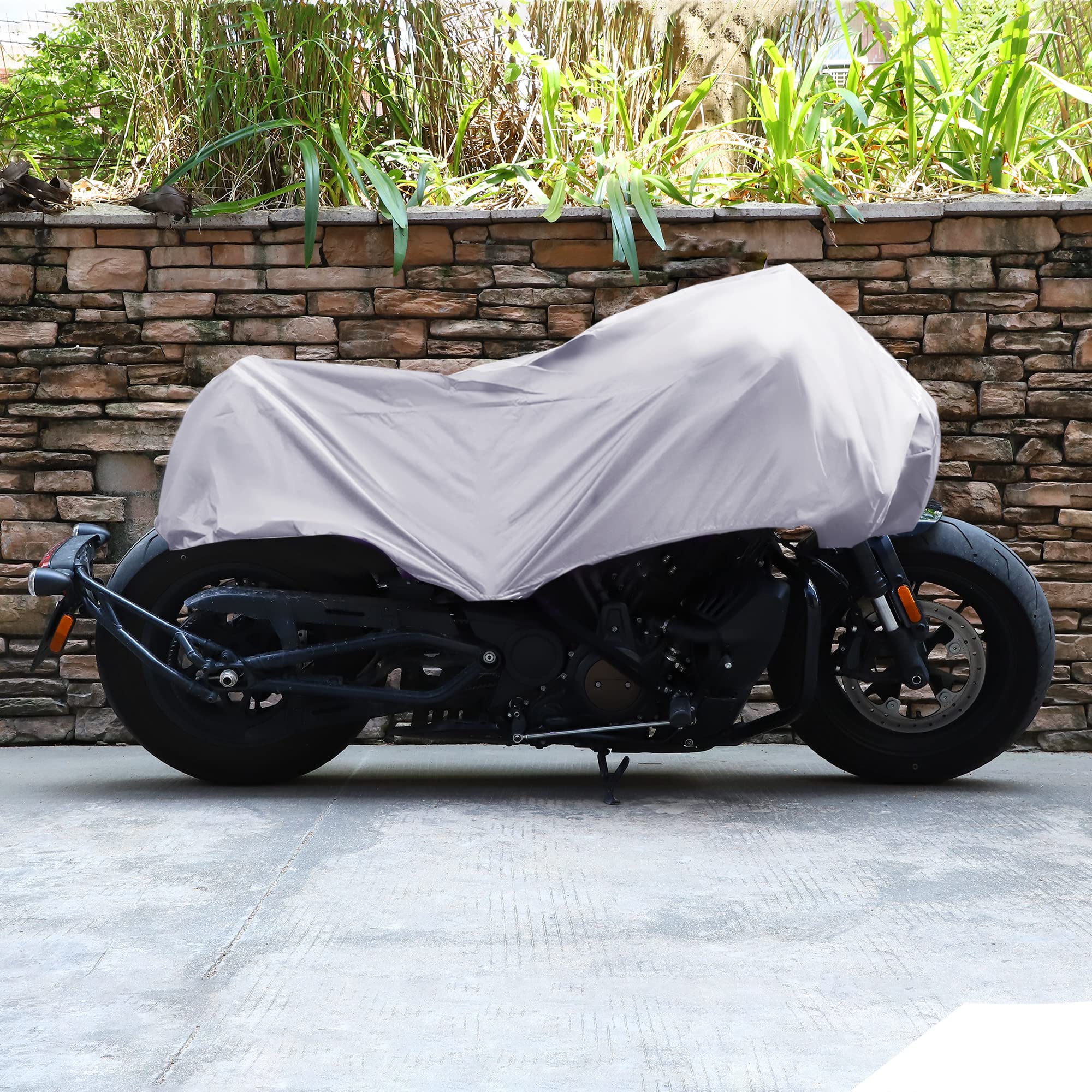 X Autohaux Motorcycle Cover Lightweight Half Cover Outdoor Waterproof Rain Dust Protector Silver Tone M Size For Most Full Dress