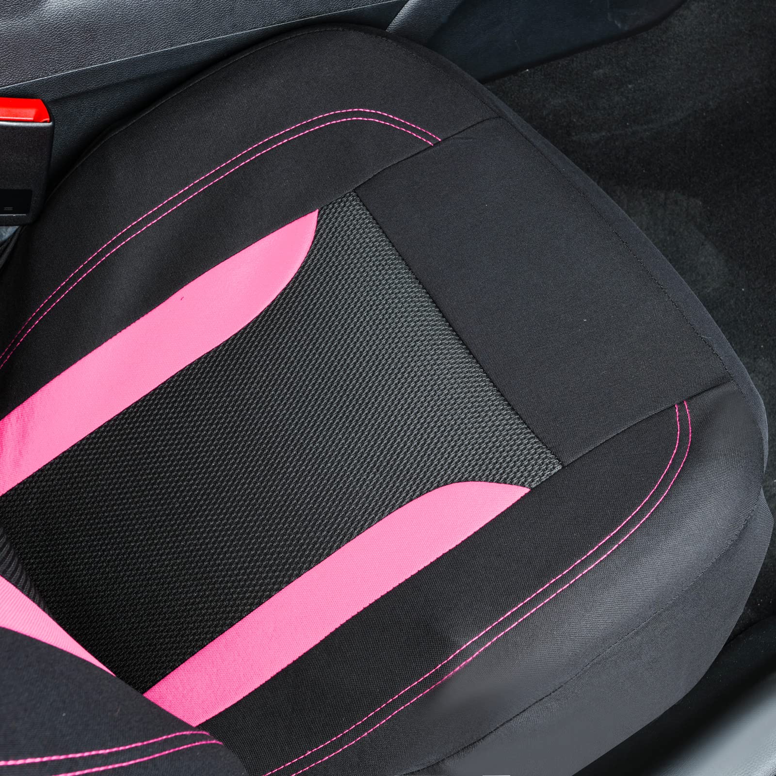 Car Pass Cargrand Universal 3D Air Mesh-100% Breathable Sporty Bucket Car Seat Cover Front Seats Only, Airbag Compatible,Fit Automotive Suv Truck Sedan Cute Women(High Back 2 Piece Front Black Pink)