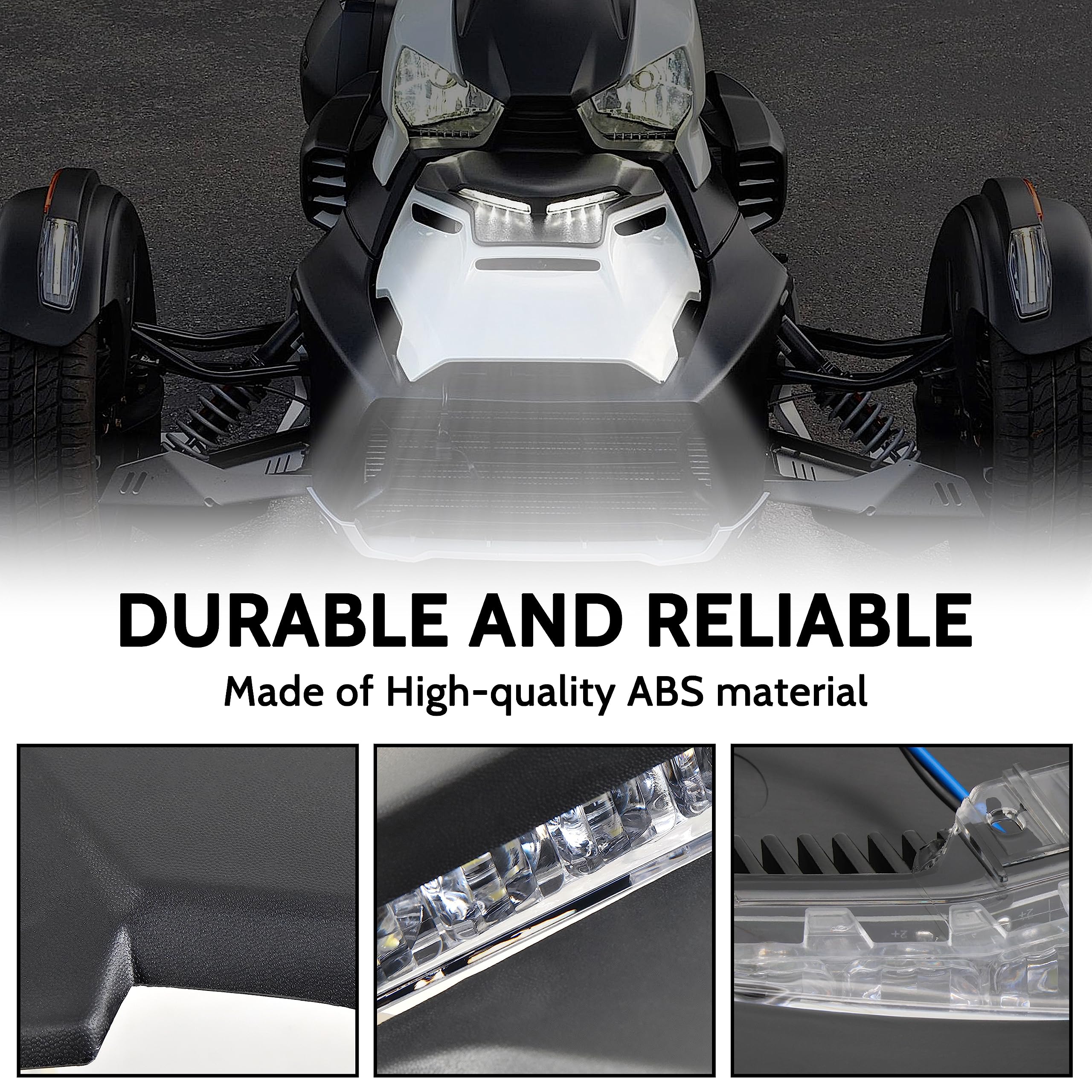 Sautvs Led Auxiliary Light Drl Kit For Can Am Ryker, Black Hood Panel With Daytime Running Light For Can-Am Ryker 600 900 Sport & Rally Edition All Models Accessories (Replace #219400848#219401075)