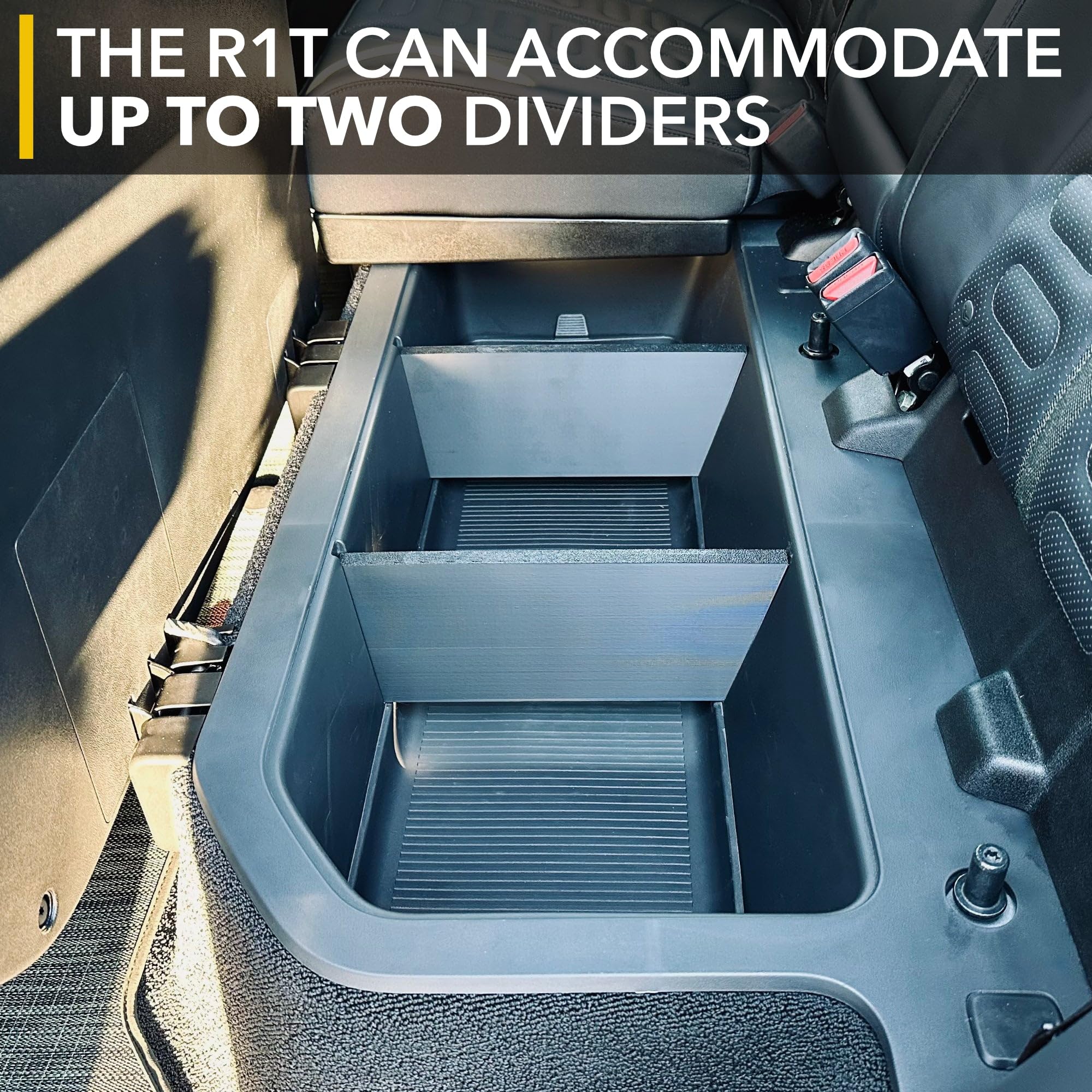 Twraps Custom Backseat Storage Organizer For Rivian R1T - Modular Underseat Partition Dividers (Pack Of 2) For Rear Seat Cargo Compartment