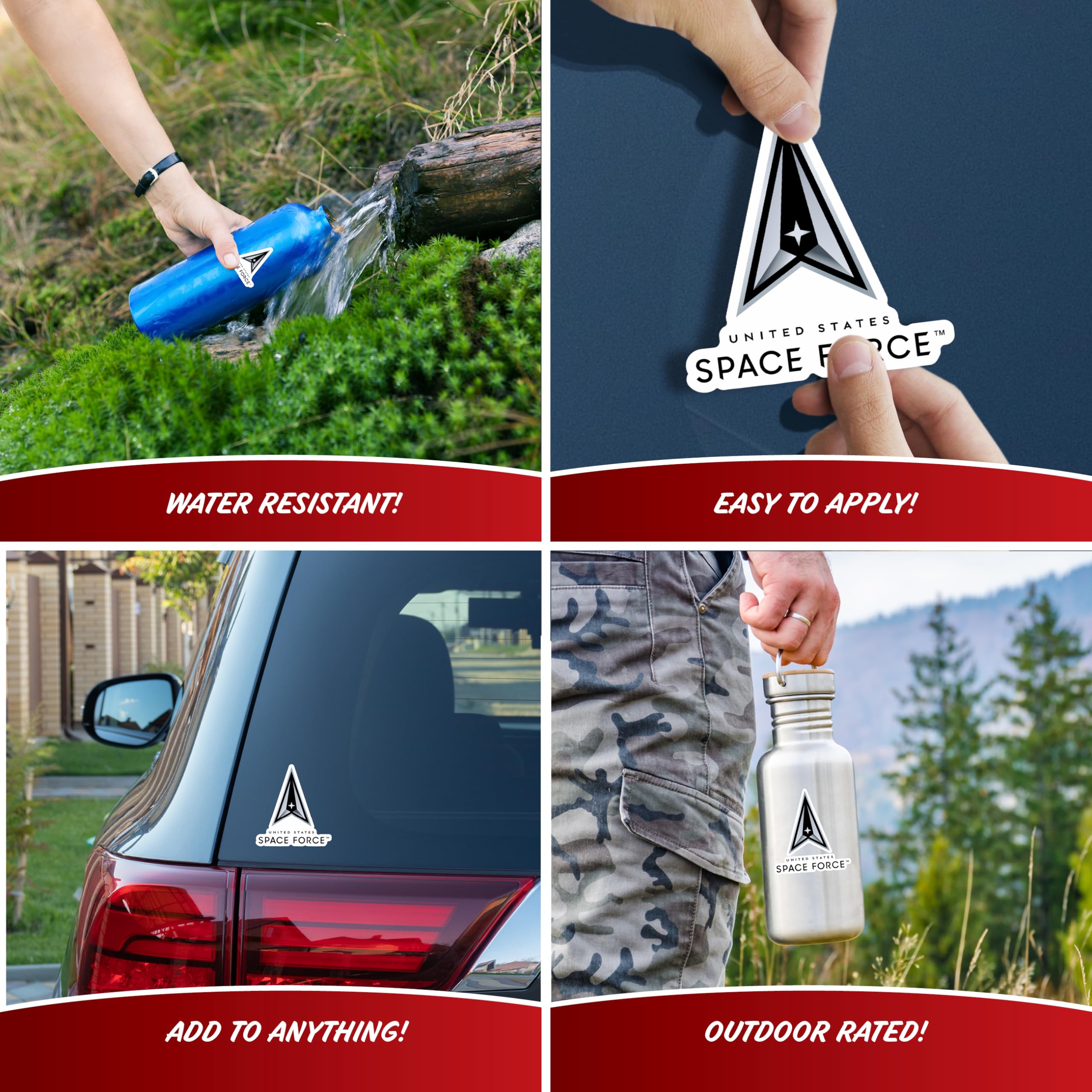 Officially Licensed Us Space Force Decals - 4 Piece Space Force Sticker For Truck Or Car Windows, Phones, Tablets & Laptops - La