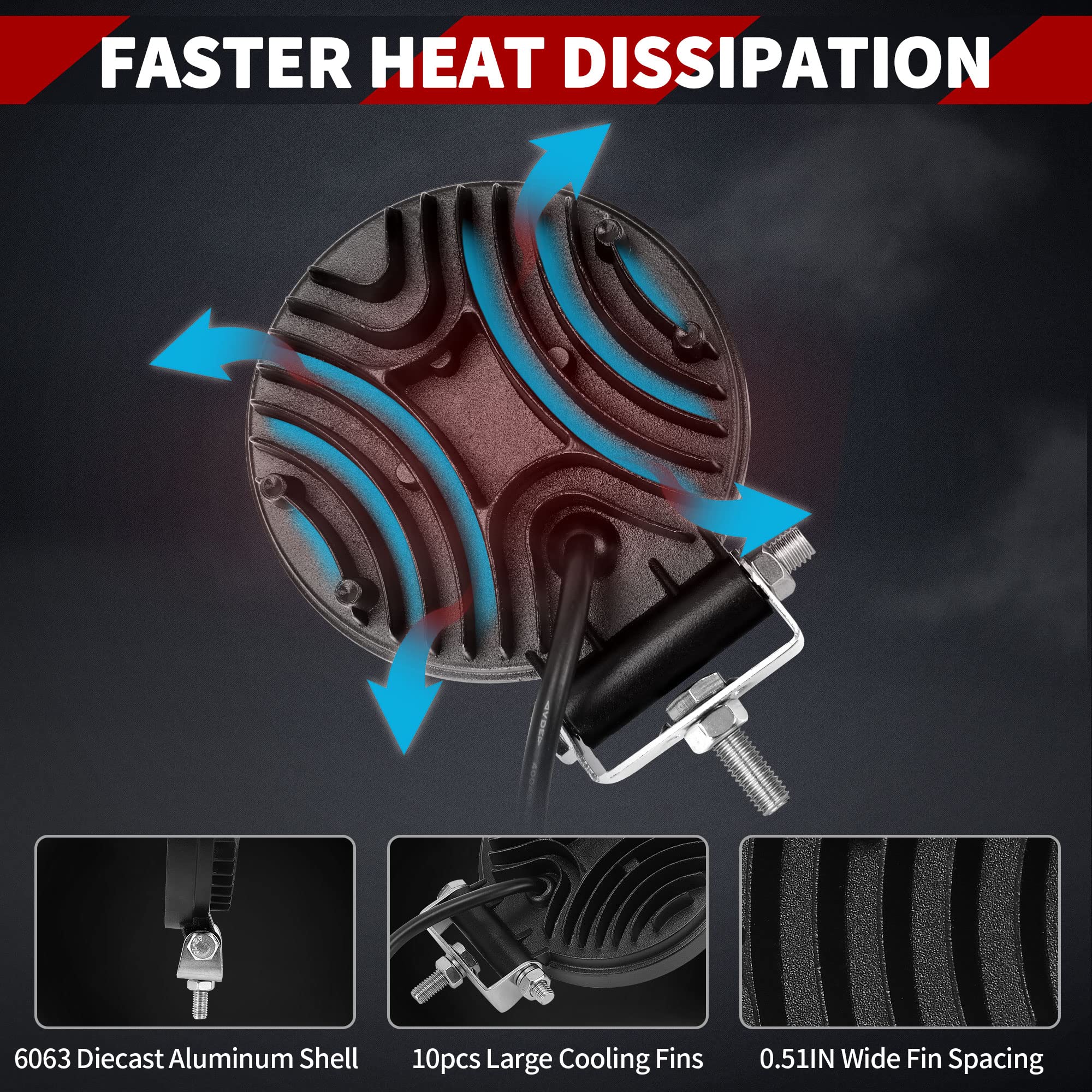 Yitamotor Led Liight Bar 4Pcs 4Inch 27W Round Work Light Pod Lights Spot Beam Off Road Driving Fog Waterproof Truck Car Atv Suv