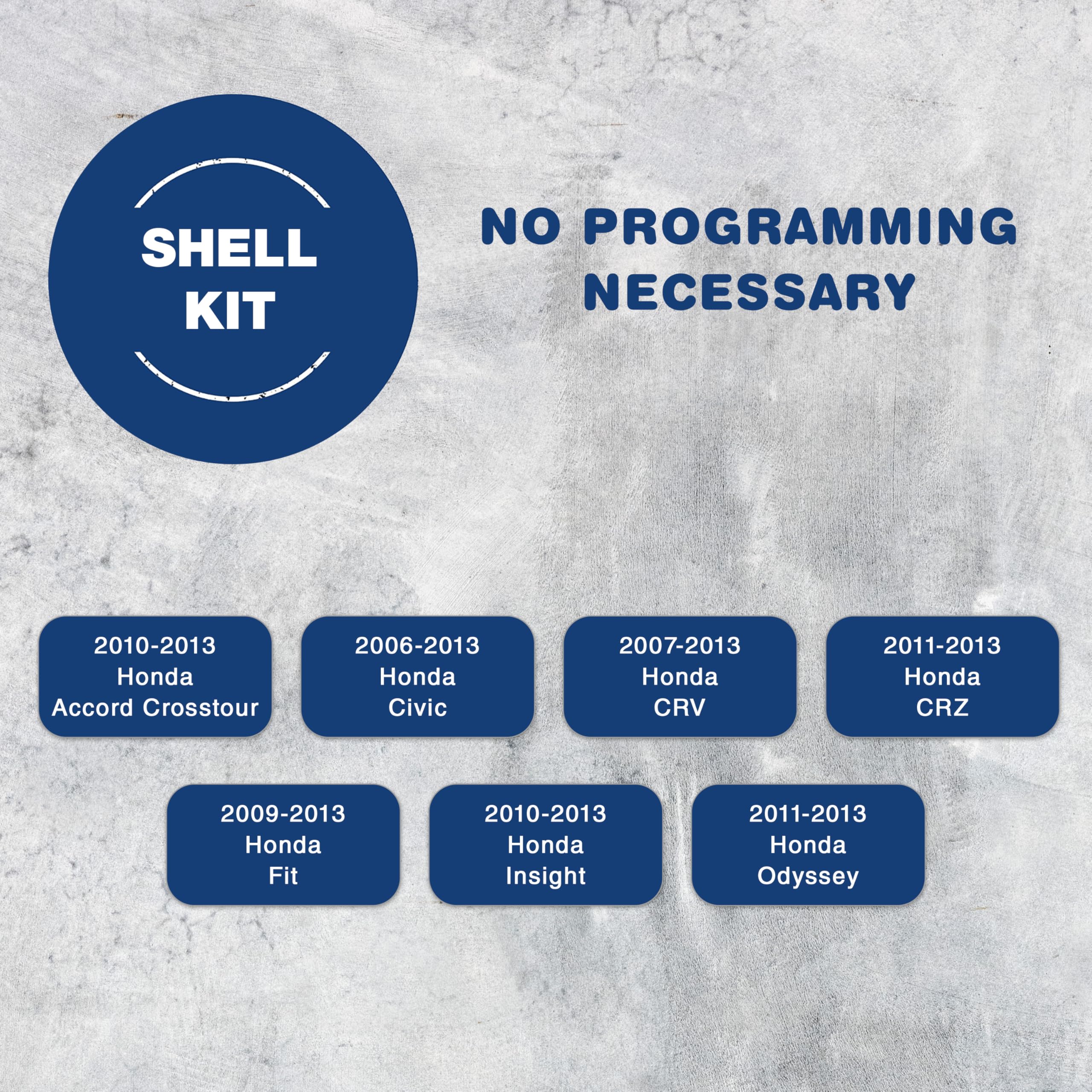 KeylessOption Key Fob Case Replacement for 2002 2003 2004 2005 2006 2007 2008 2009 2010 2011 2012 2013 2014 2015 2016 2017 Honda