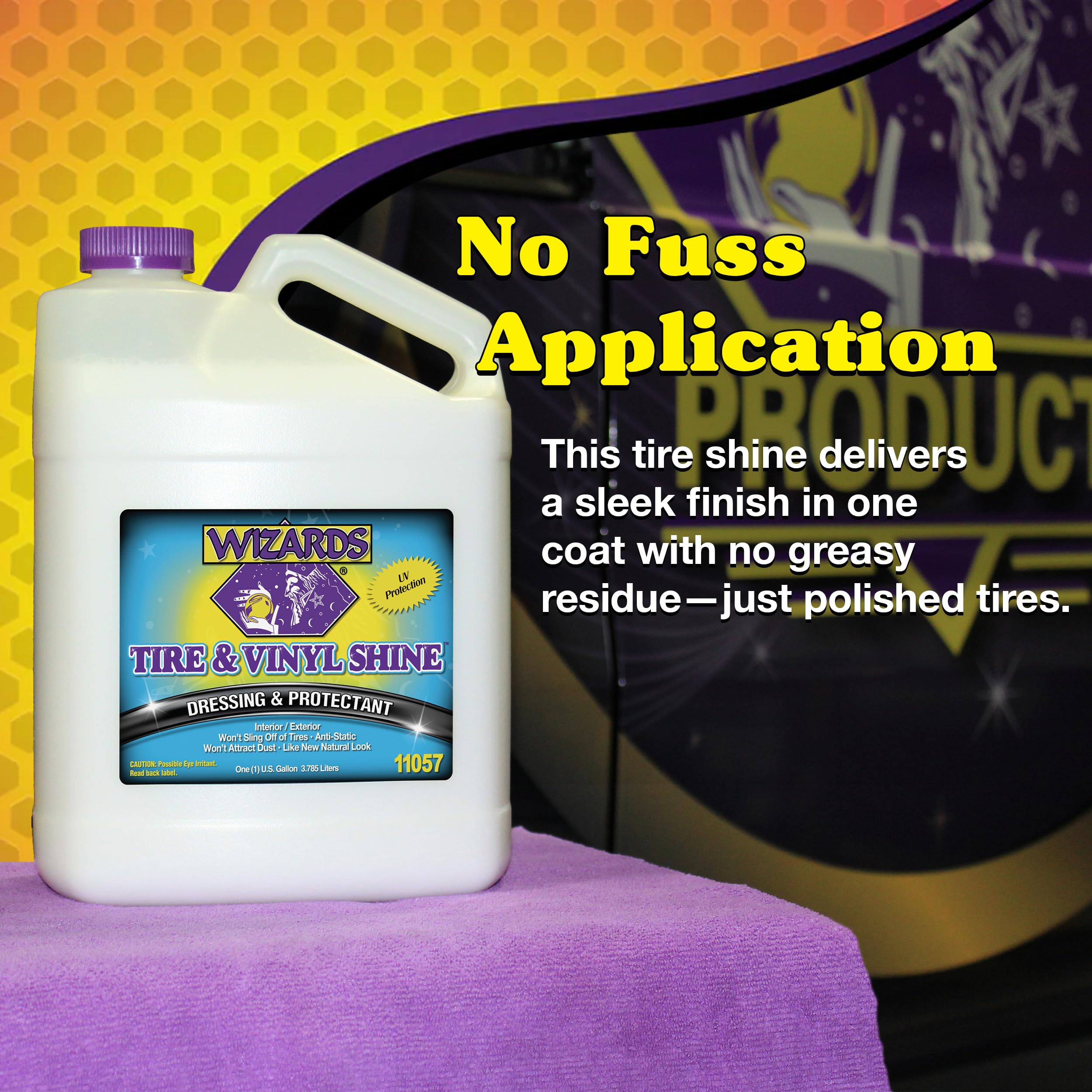Wizards - Vinyl & Tire Shine Spray, Tire Dressing And Protectant, Professional Detail Spray, No Sling Off, Anti-Static Car Detai