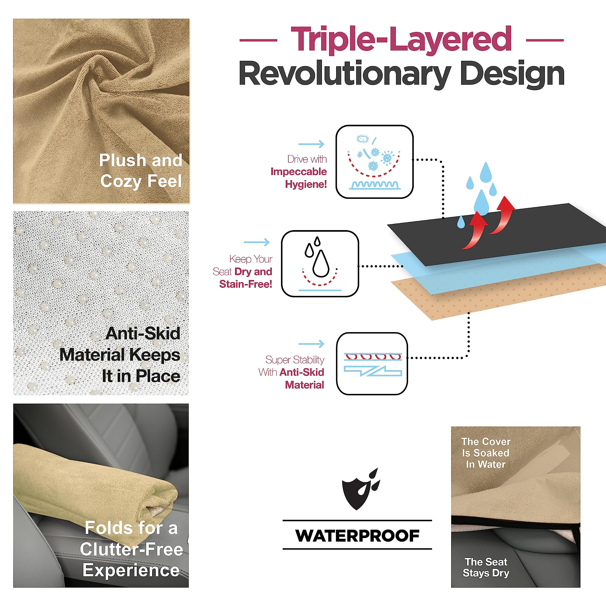 Lebogner Car Seat Towel Cover For Post Gym Workout, Running, Swimming, And Hiking, 2 Pack Universal Fit Anti-Slip Waterproof Swe