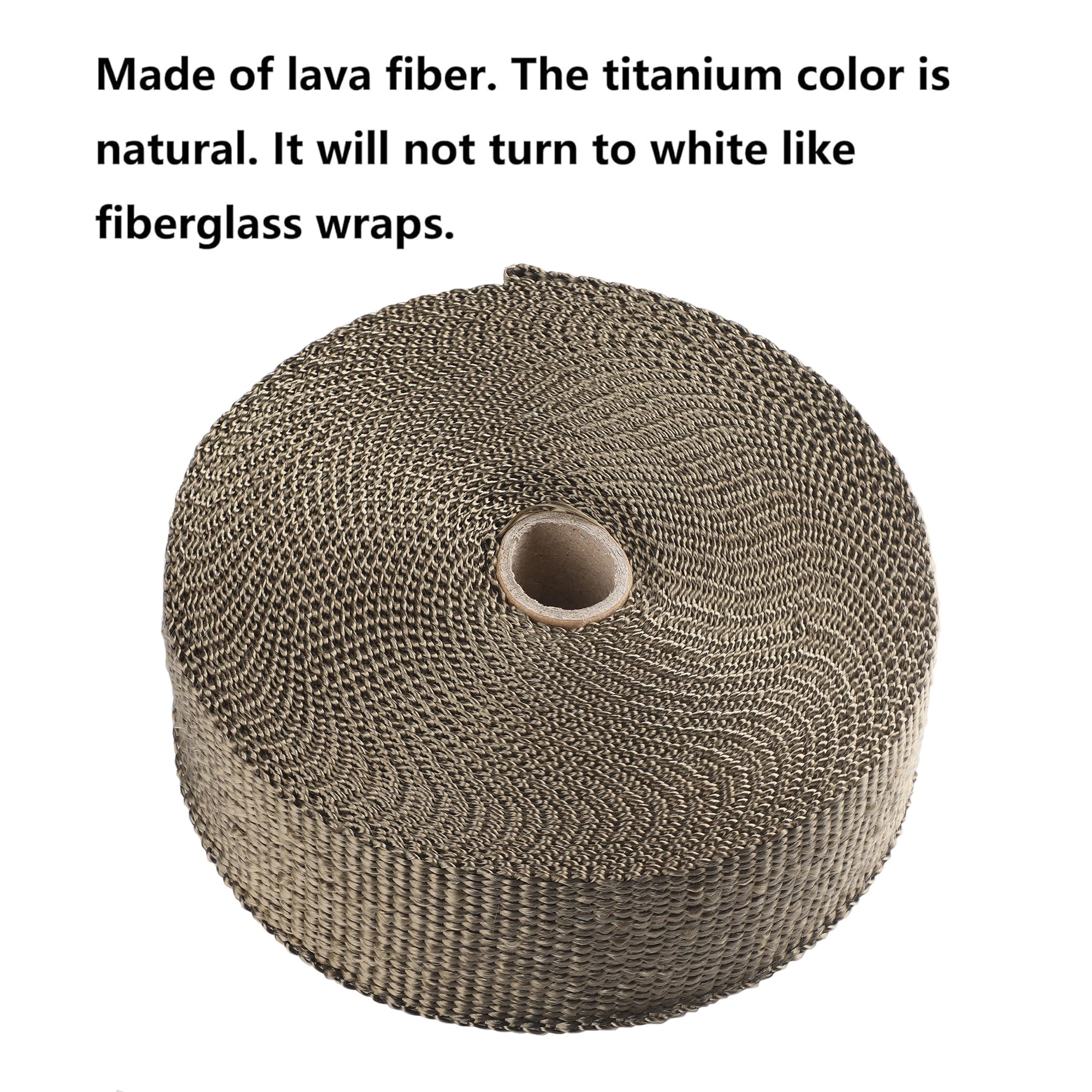 Artr Titanium Exhaust Header Wrap 2 Rolls (2 X 50' Each Roll) Kit With 20Pcs 11.8 Inch Stainless Steel Locking Ties
