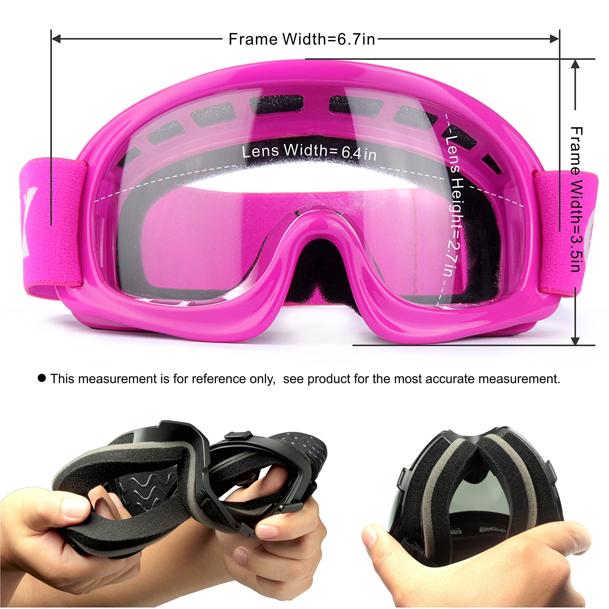 GLX YH15 Anti-Fog Impact-Resistant Kids Youth ATV Off-Road Dirt Bike Motocross Goggles for Boys & Girls (Pink, one_Size)