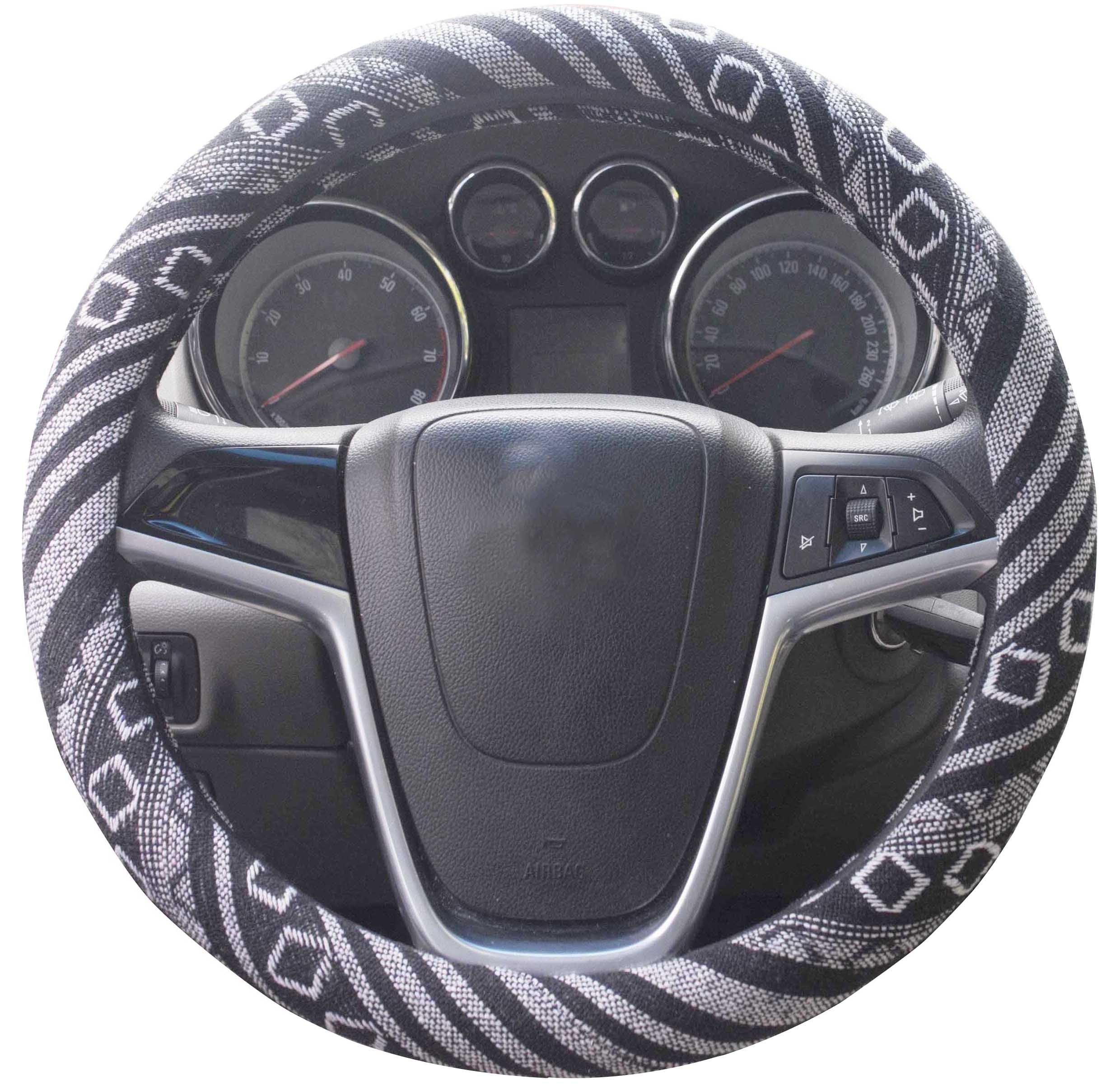 Istn Large Ethnic Style Coarse Flax Cloth Automotive Steering Wheel Cover Anti Slip And Sweat Absorption Auto Car Wrap Cover (15
