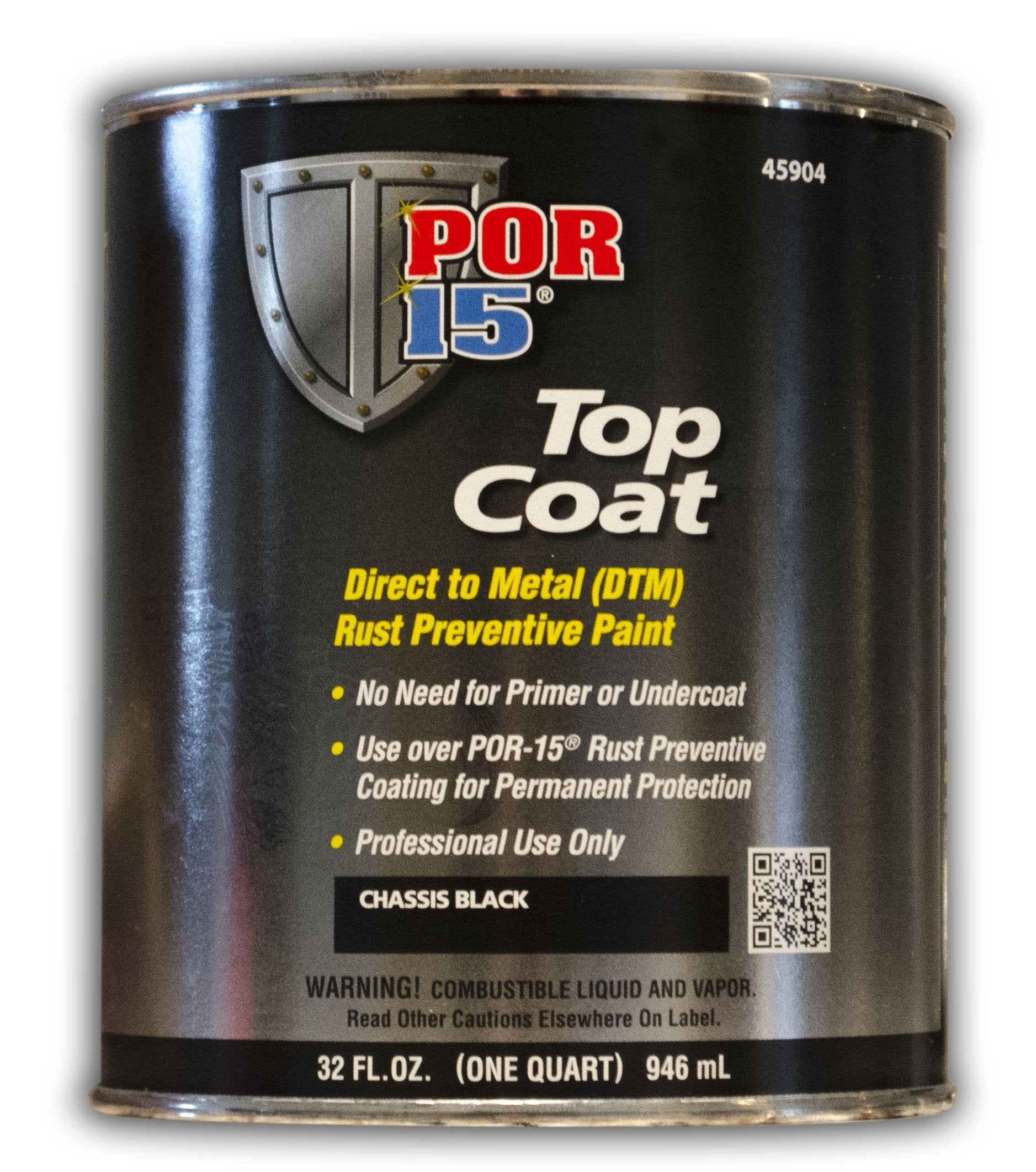Por-15 Top Coat Paint, Direct To Metal Paint, Long-Term Sheen And Color Retention, 1 Quarts, Chassis Black