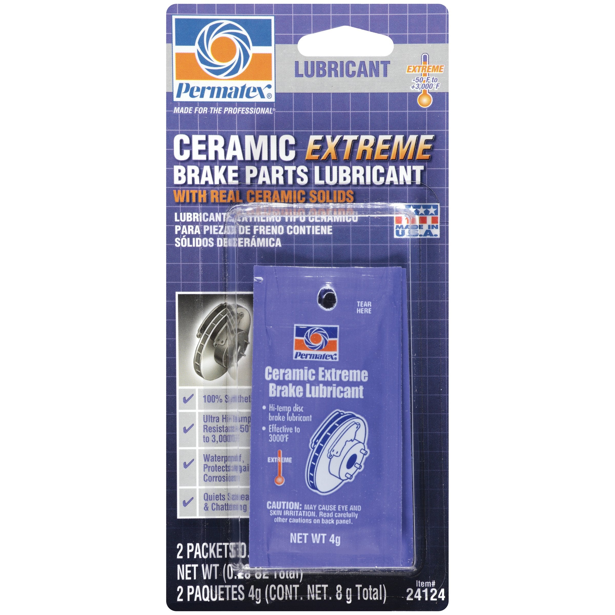 Permatex 24124 Ceramic Extreme Brake Parts Lubricant, Two 4 g Pouches