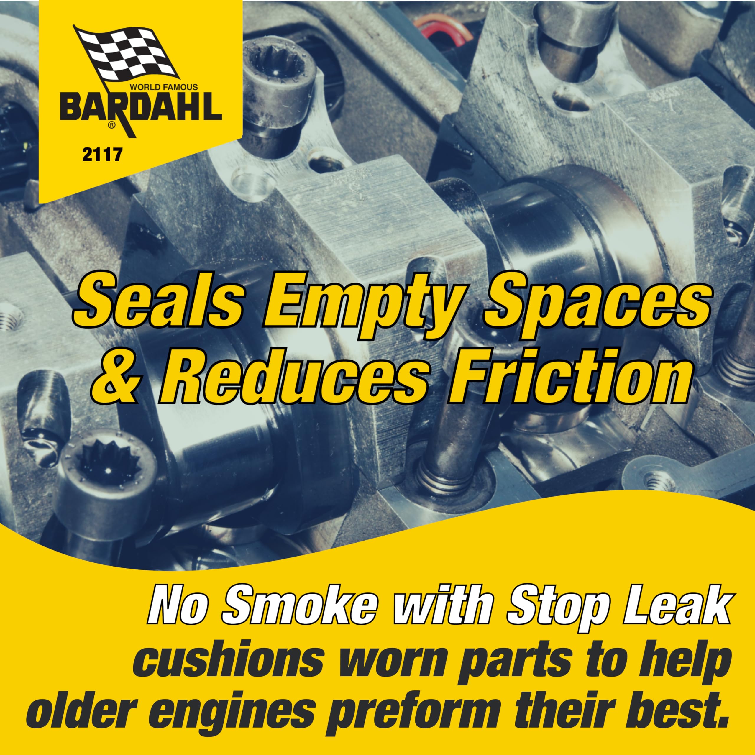 Bardahl 2117 Nosmoke + Stopleak Motor Oil Additive - Treatment For Oil Burning & Excessive Exhaust Smoke - Engine Oil Leak Seale