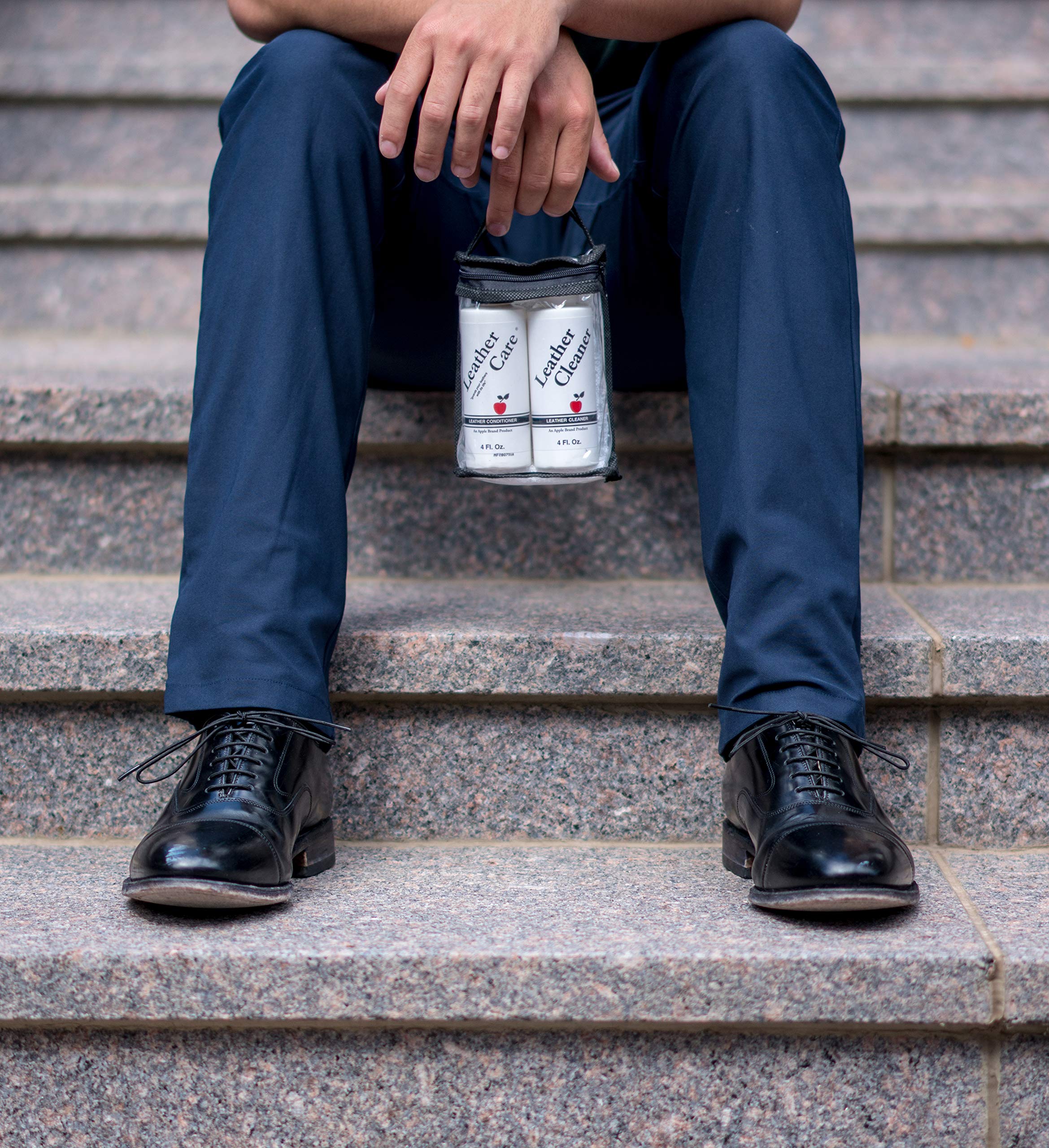 Apple Brand Leather Cleaner & Conditioner Kit - 2 x 4 oz for Purses, Handbags, Shoes & Boots - Safe for All Leather Types