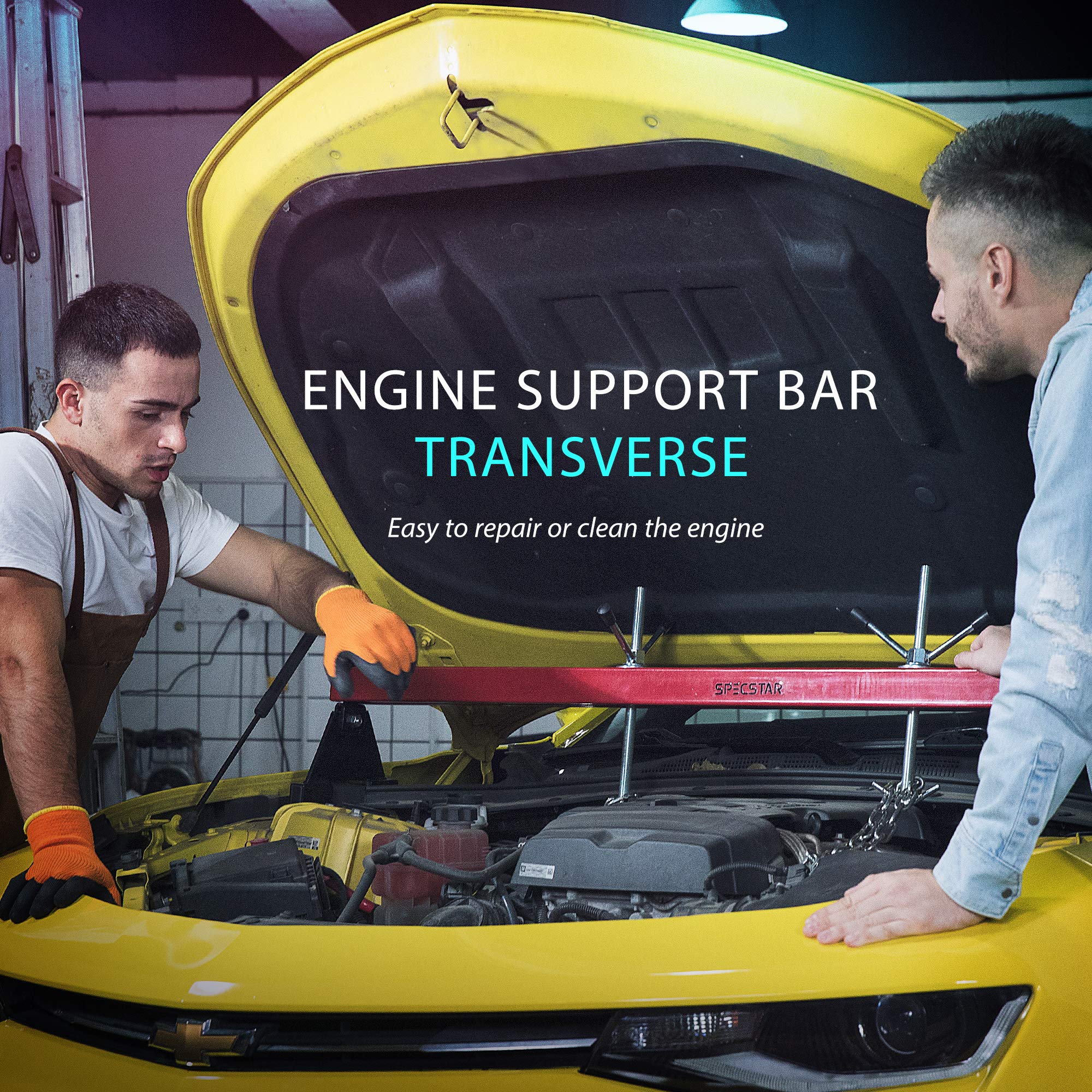 Specstar 1100 Lbs Engine Support Bar Transverse Hoist For Motor Transmission With 2 Points Lift Holder And Dual Hooks