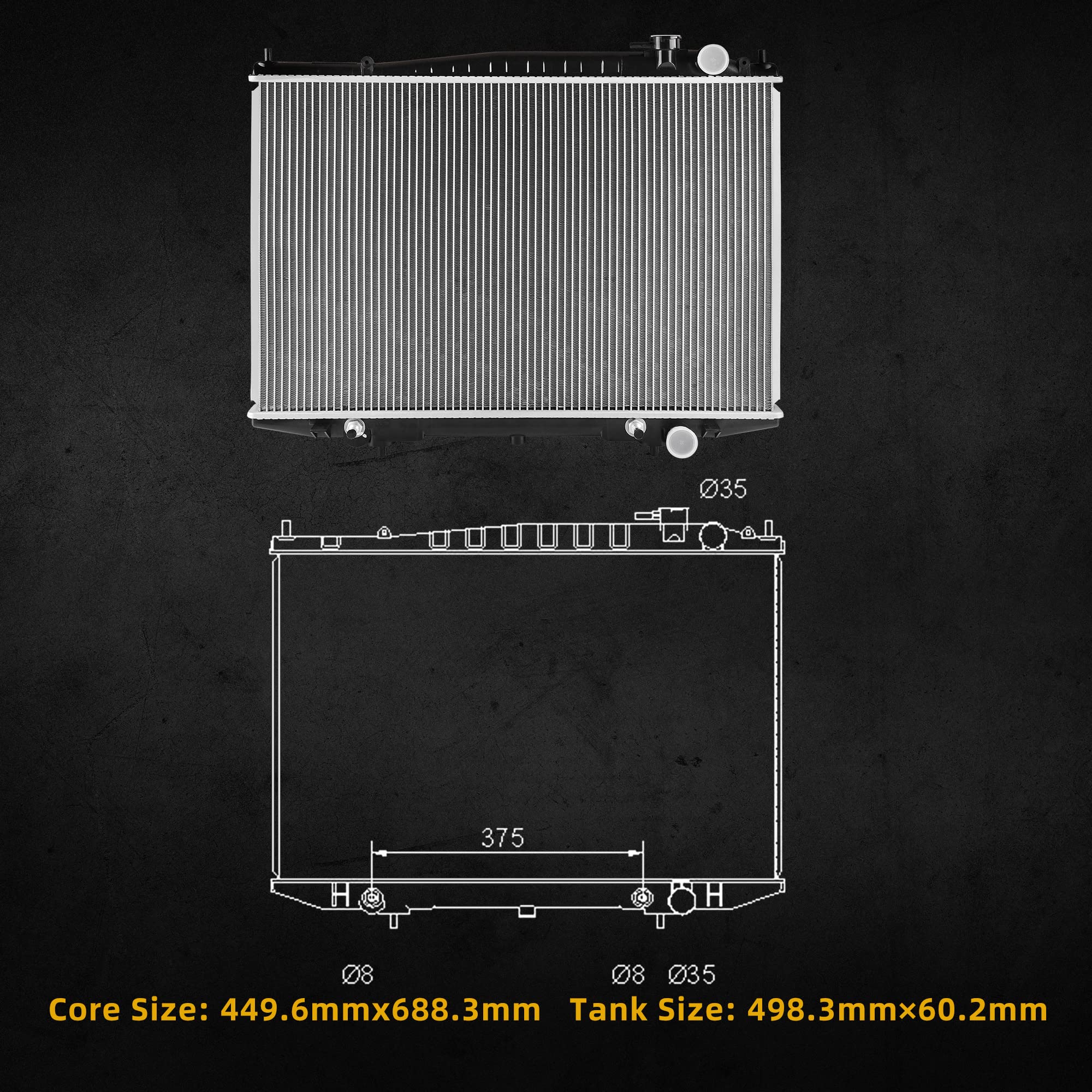 Dwvo Complete Radiator Compatible With 1998-2015 Frontier 2.4L, Compatible With 1999-2004 Frontier 3.3L, Compatible With 2000-20