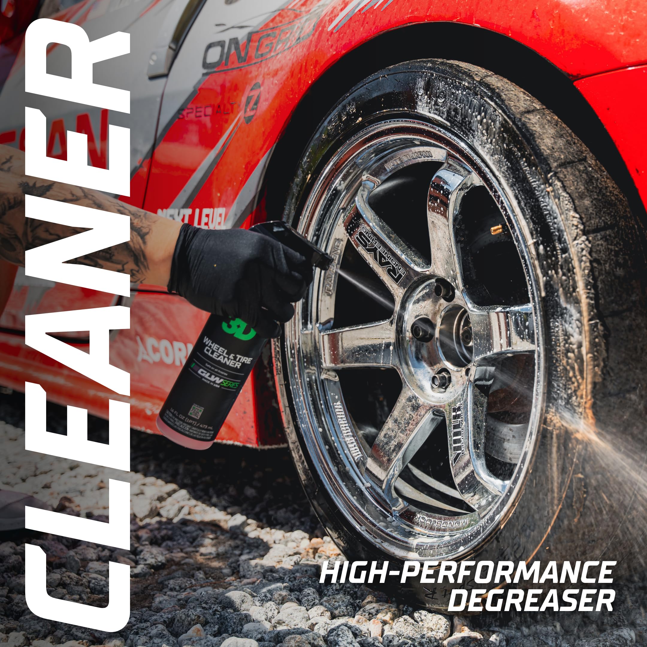 3D GLW Series Wheel & Tire Cleaner - Deep Cleaning All-in-One Formula | Removes Brake Dust, Grime, Tire Browning | Safe on All W