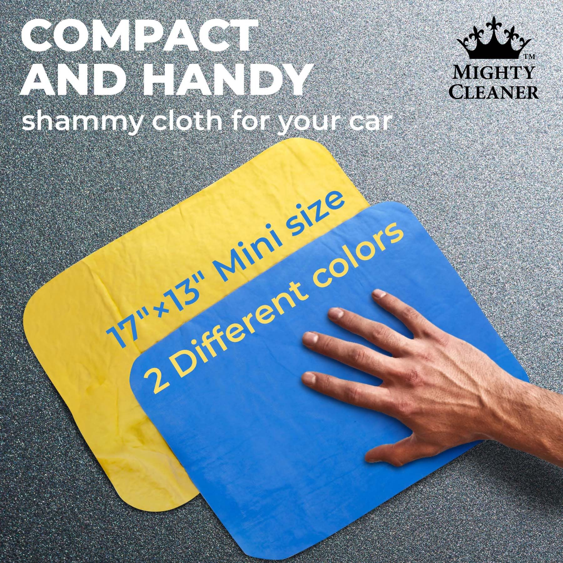 Premium 2Pk Mini +1 Free Shammy Cloth For Drying - (17''X13'') - Super Absorbent Chamois Towel - Reusable Scratch-Free Car Dryin