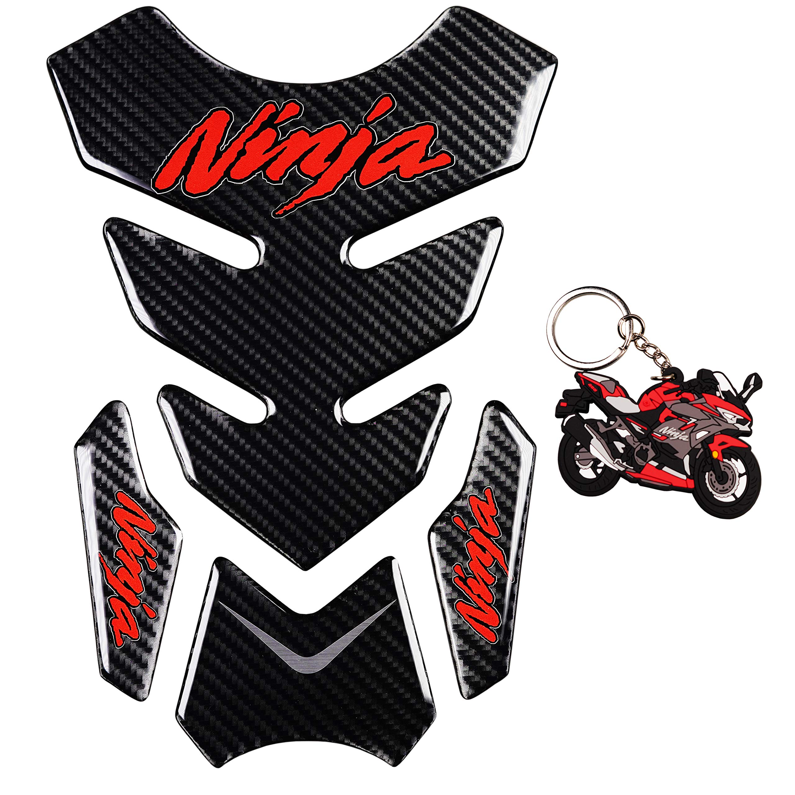 Revsostar 5D Real Carbon Fiber, Motorcycle Decal Vinyl Tank Protector, Tank Pad For Ninja 650 Zx636 Zx600 Zx-10R Zx14 Zx1400 Zx14R Abs 1000 Zx100(Red)