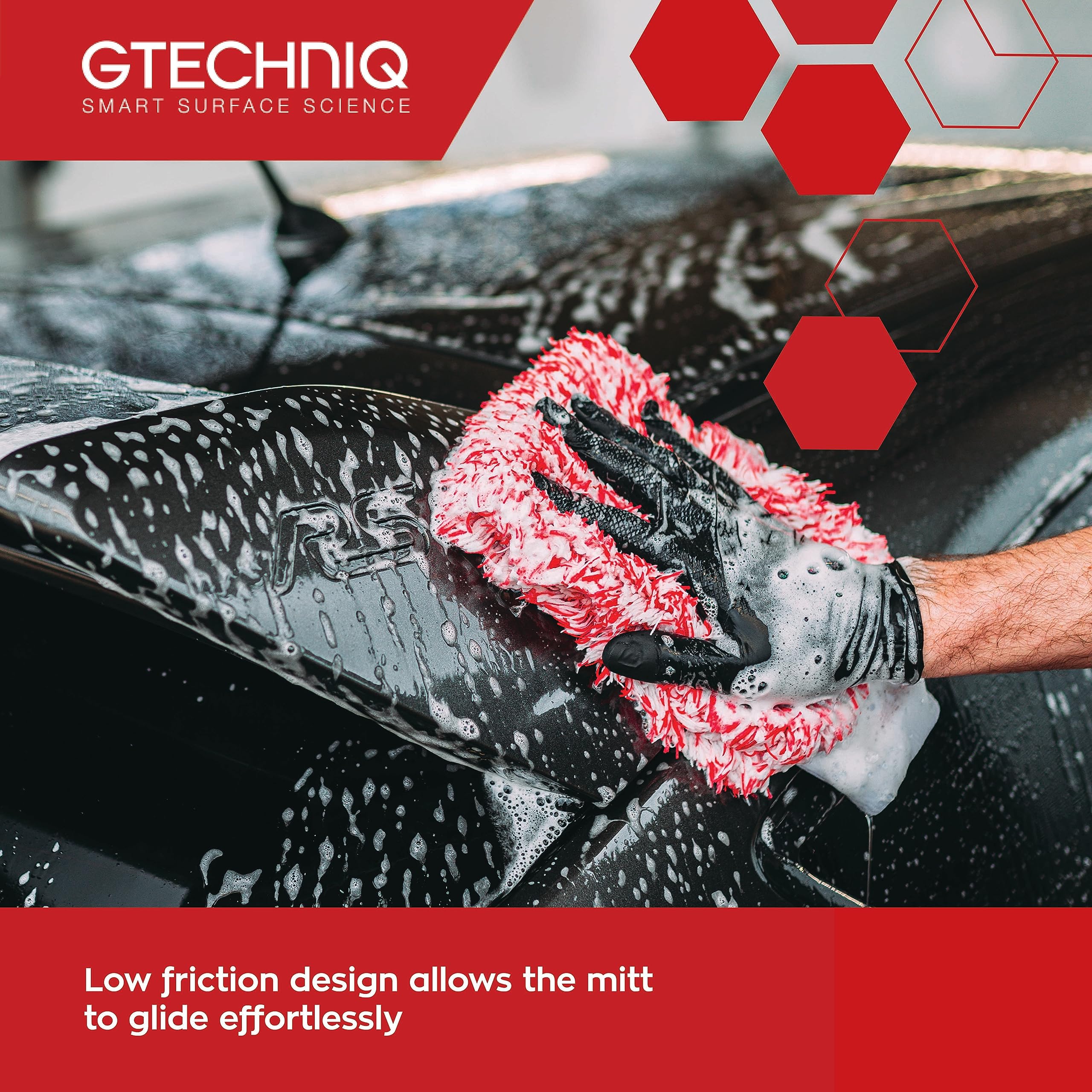 Gtechniq Wm2 Microfibre Wash Mitt - Ultra Low Friction Washcloth, Soft Glide Minimises Swirl Marks - Holds Maximum Volume Of Soa