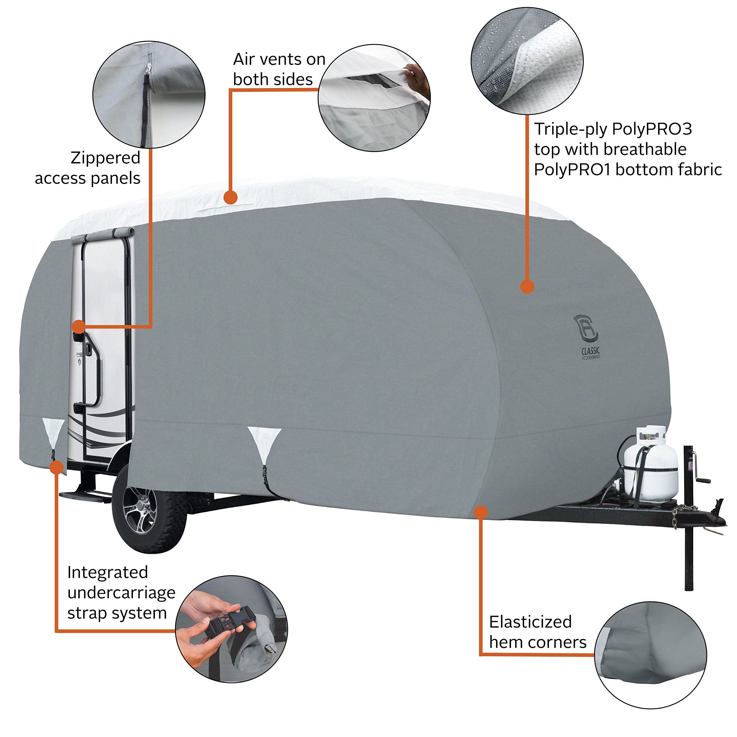 Classic Accessories - 80-197-171001-00 Over Drive Polypro3 Deluxe R-Pod Travel Trailer Cover, Fits Up To 17' 7 Long - Trailer Body Only