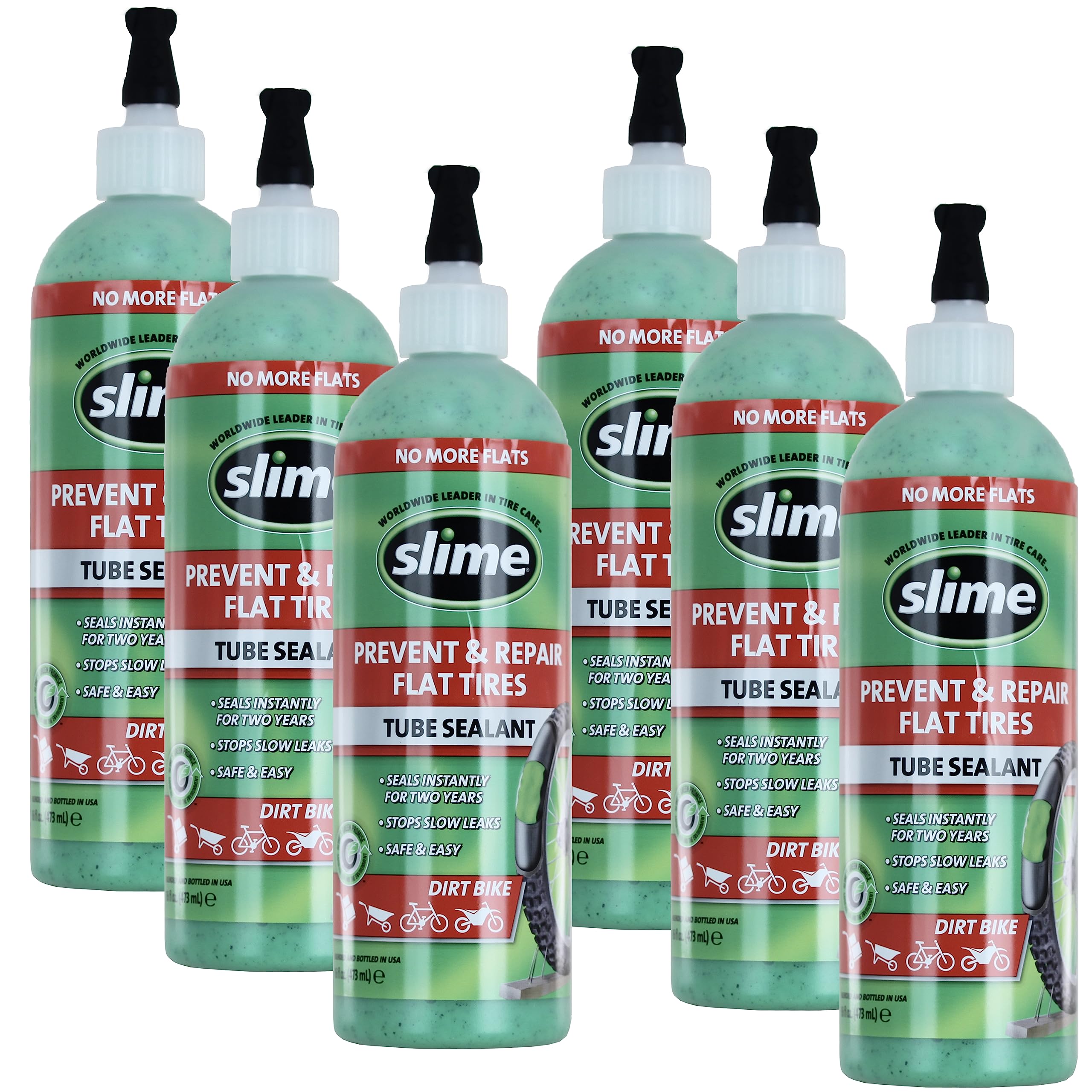 Slime 10004-6Pk Dirt Bike Tube Puncture Repair Sealant, Prevent And Repair, Suitable For All Dirt Bikes With Tubes, Non-Toxic, E