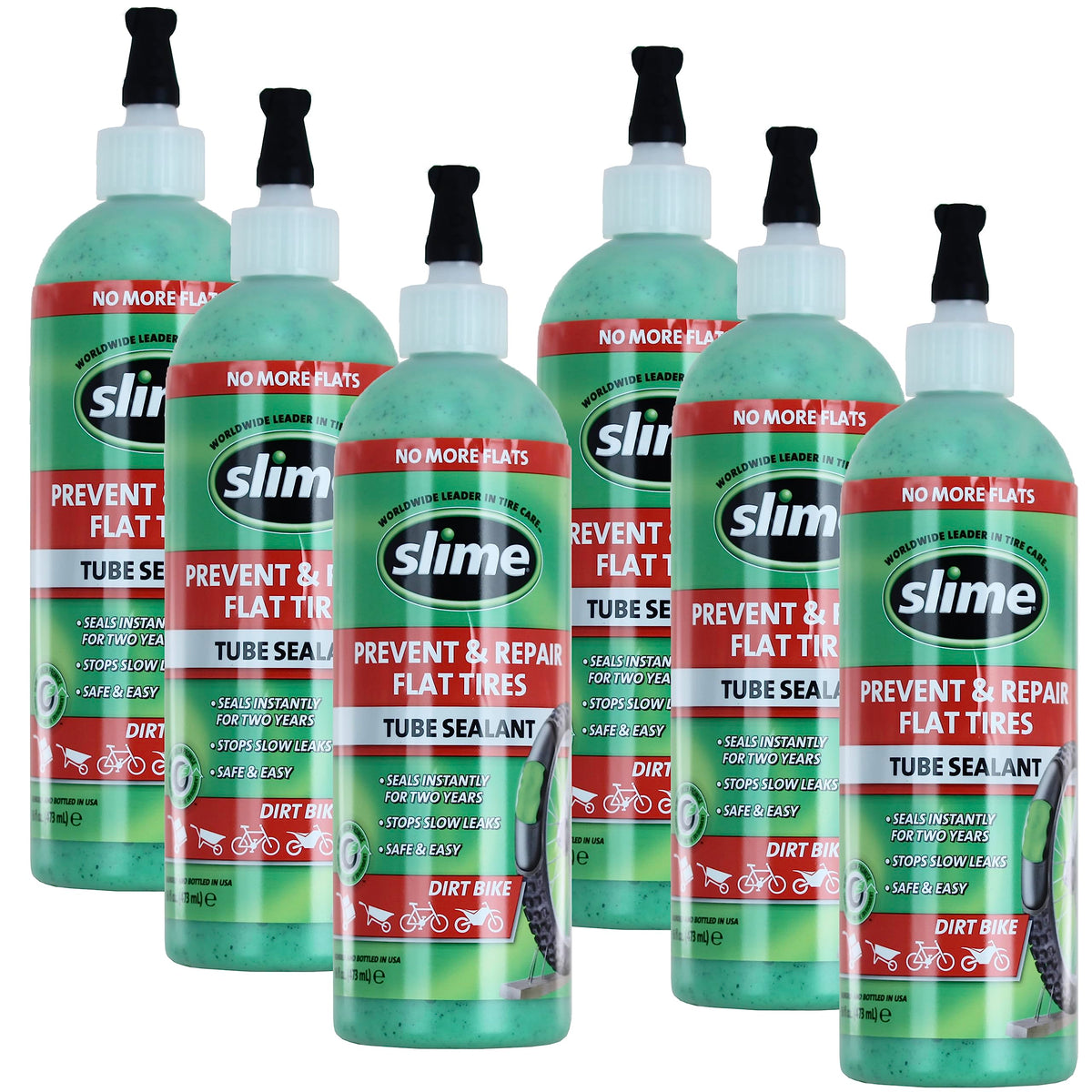 Slime 10004-6Pk Dirt Bike Tube Puncture Repair Sealant, Prevent And Repair, Suitable For All Dirt Bikes With Tubes, Non-Toxic, E