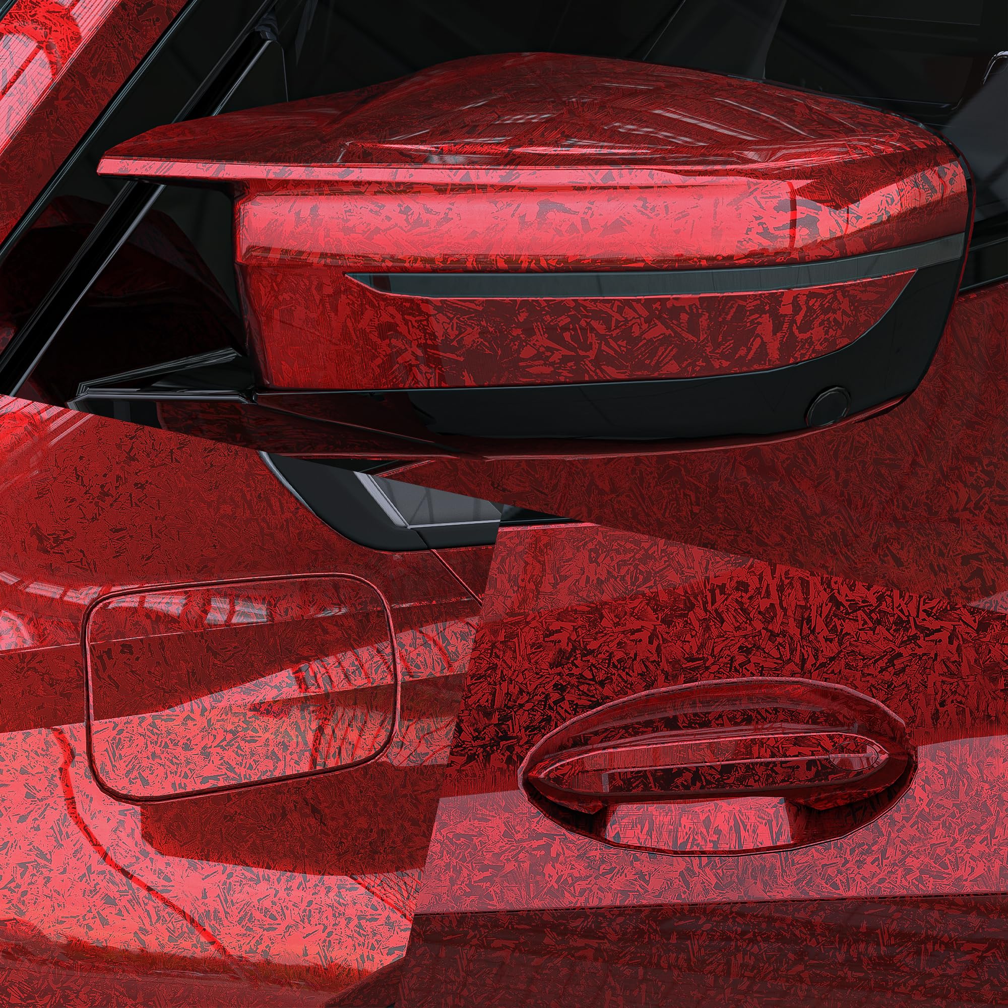 Lypumso Eletroplated Forged Carbon Fiber Vinyl Wrap, Gloss Redplating Chrome Mirror Car Wrap Vinyl Diy Auto Sticker Decal Film S