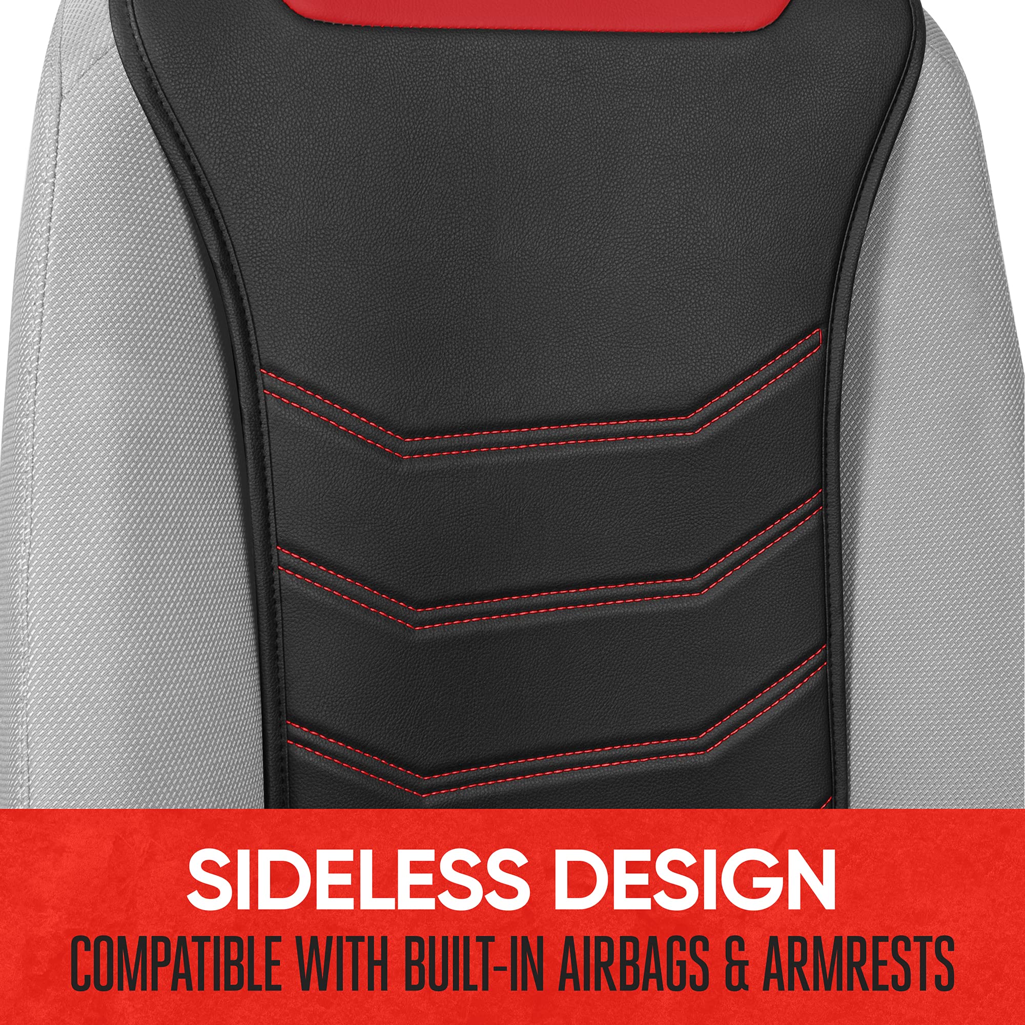 Motor Trend Luxefit Red Seat Cover For Cars Trucks Van Suv (1 Piece), Premium Faux Leather Car Seat Cover, Easy To Install Autom