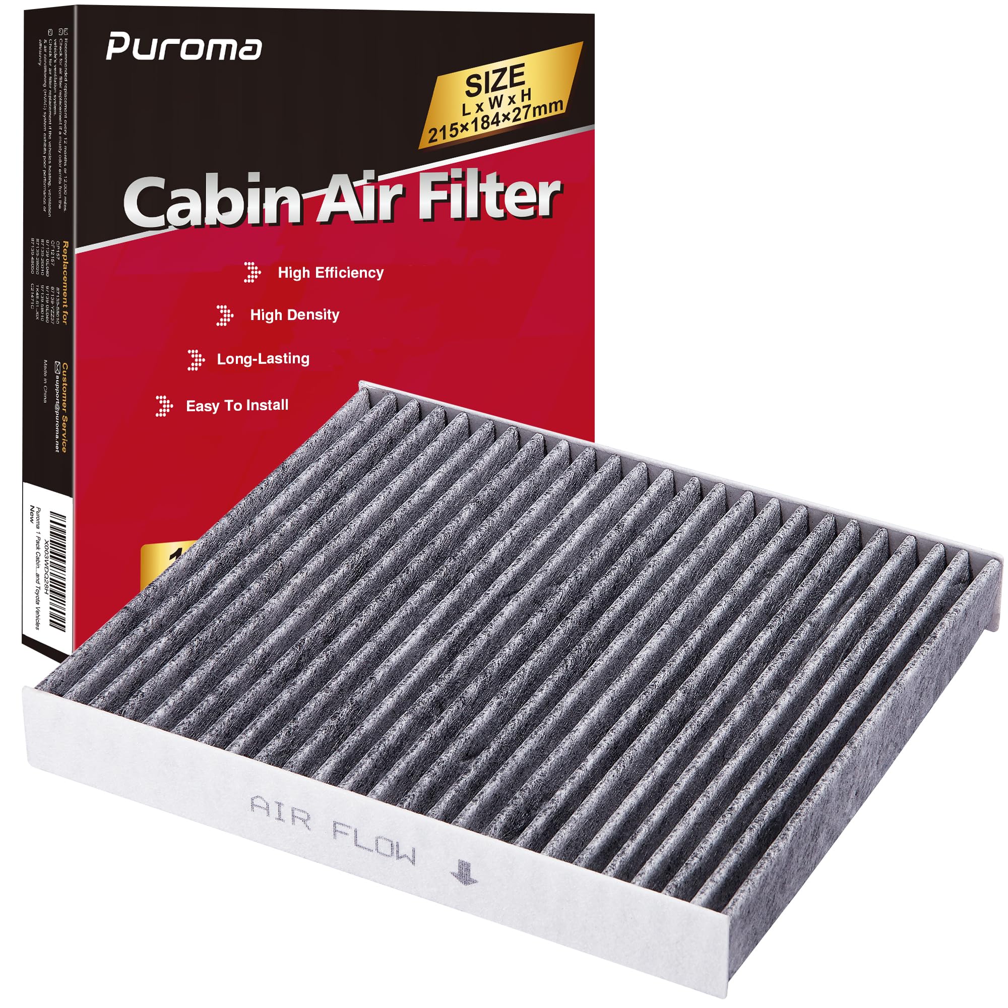 Puroma 1 Pack Cabin Air Filter With Activated Carbon, Replacement For Cp157, Cf12157, Select Lexus, Mazda, Subaru And Toyota Ava