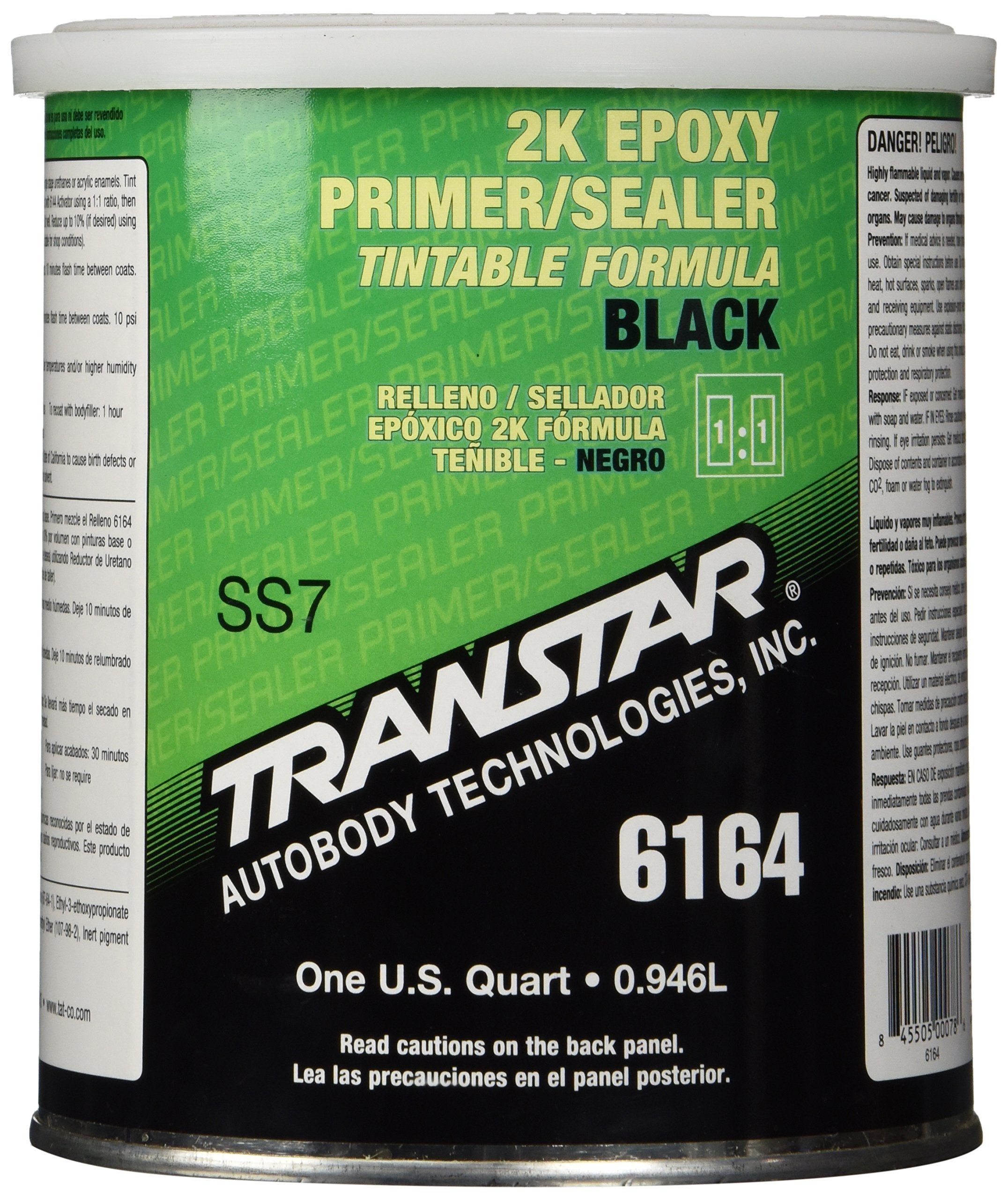 TRANSTAR 6164 Black 2K Epoxy Primer/Sealer - 32 Fl Oz, Resin Material