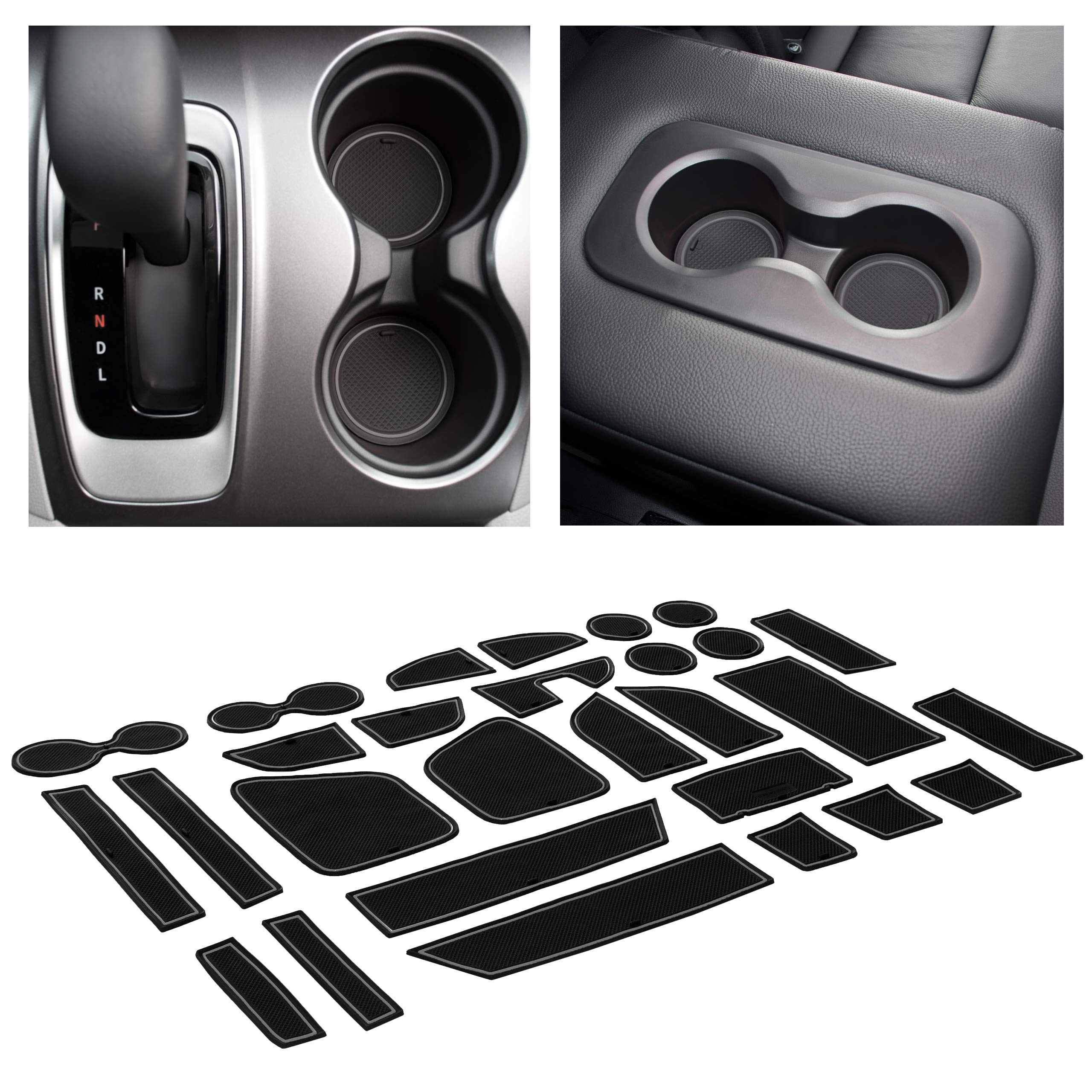 Cupholderhero Fits Honda Passport 2019-2024 Accessories - Premium Custom Non-Slip Anti-Dust Cup Holder Inserts, Center Console L